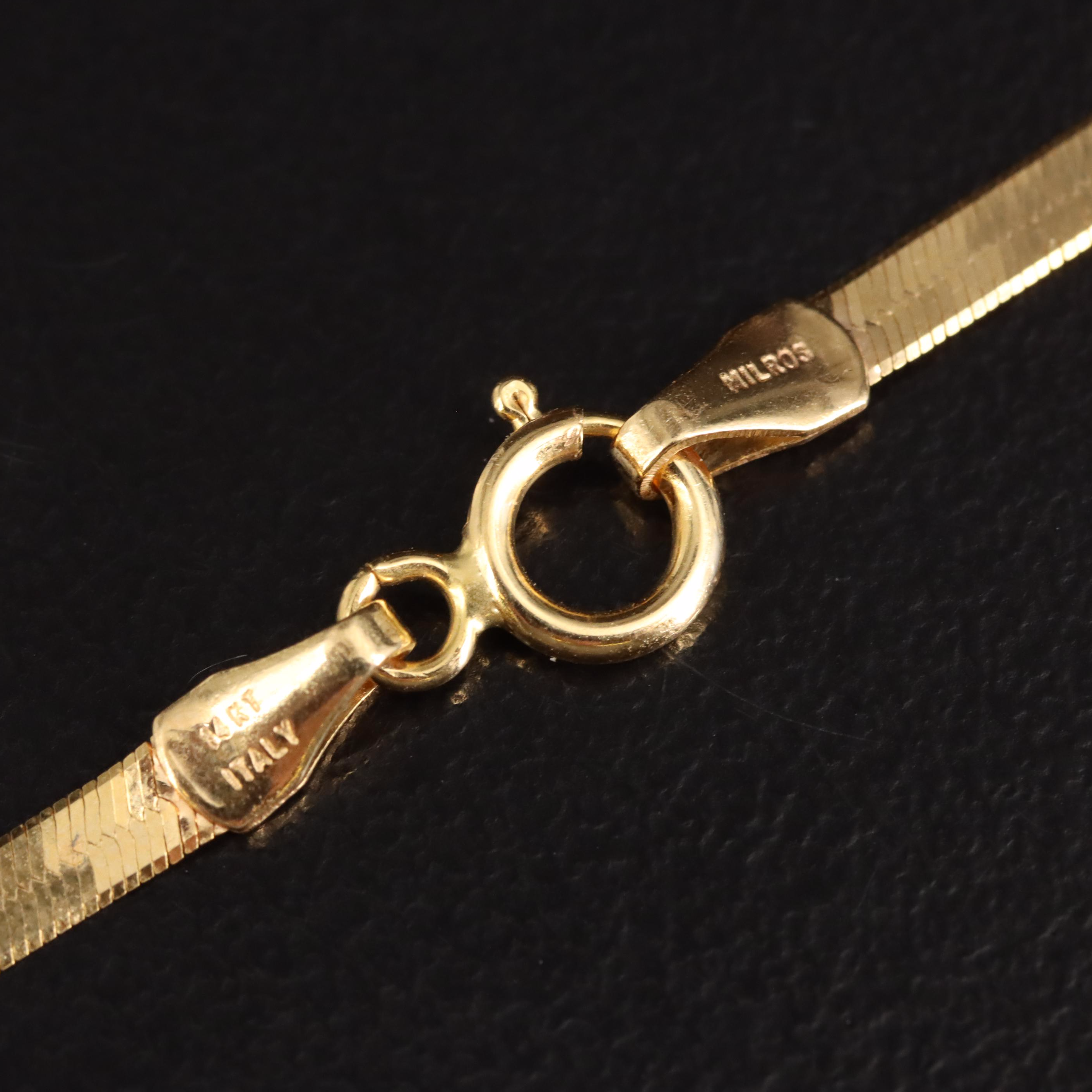 Italian 14K Herringbone Chain Necklace