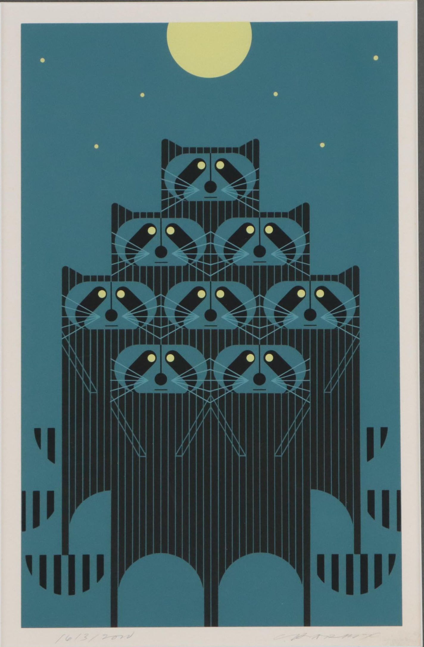 Charley Harper Serigraph "Raccpack," 1975