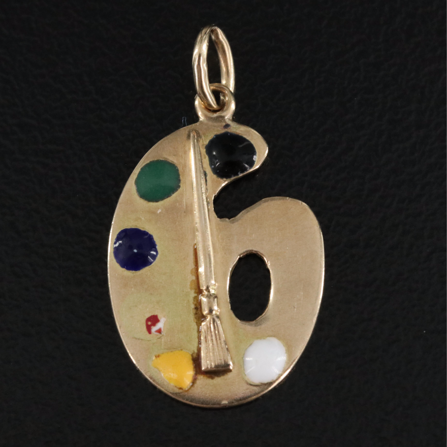 14K Enamel Artist's Palette Pendant