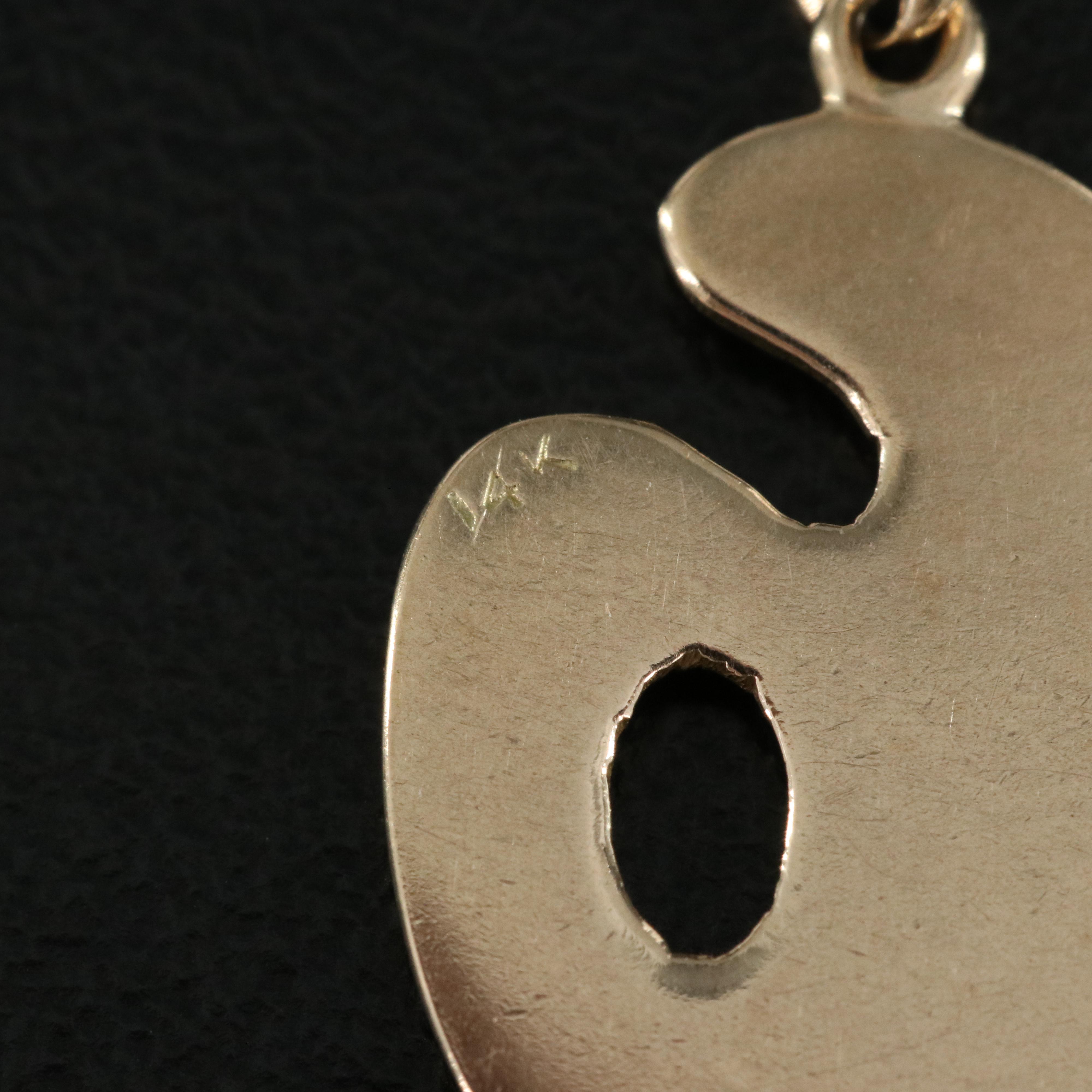 14K Enamel Artist's Palette Pendant