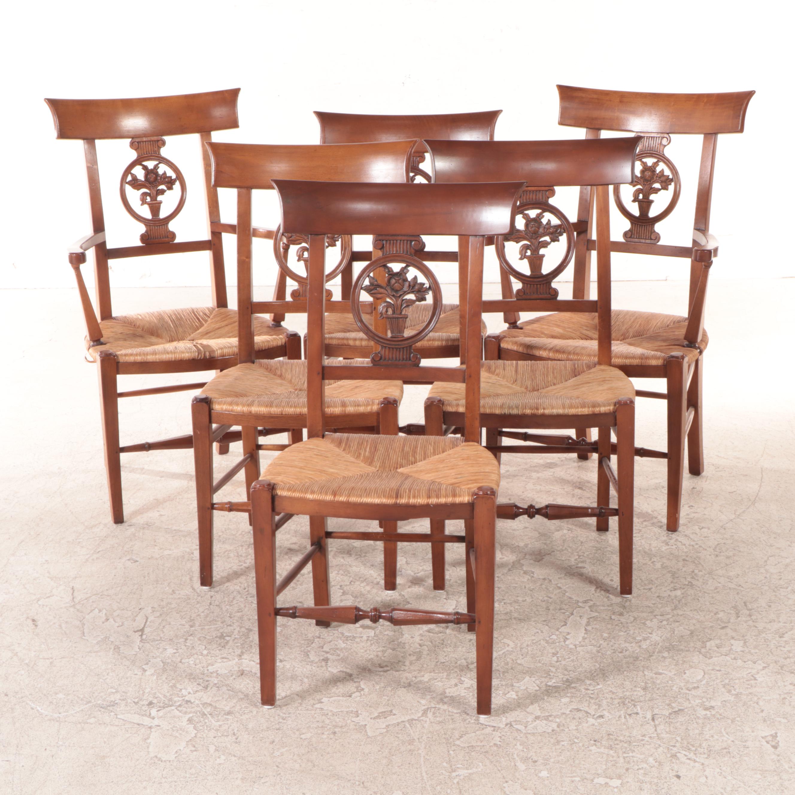 Seven-Piece French Provincial Style Oak and Walnut Dining Set, 20th Century