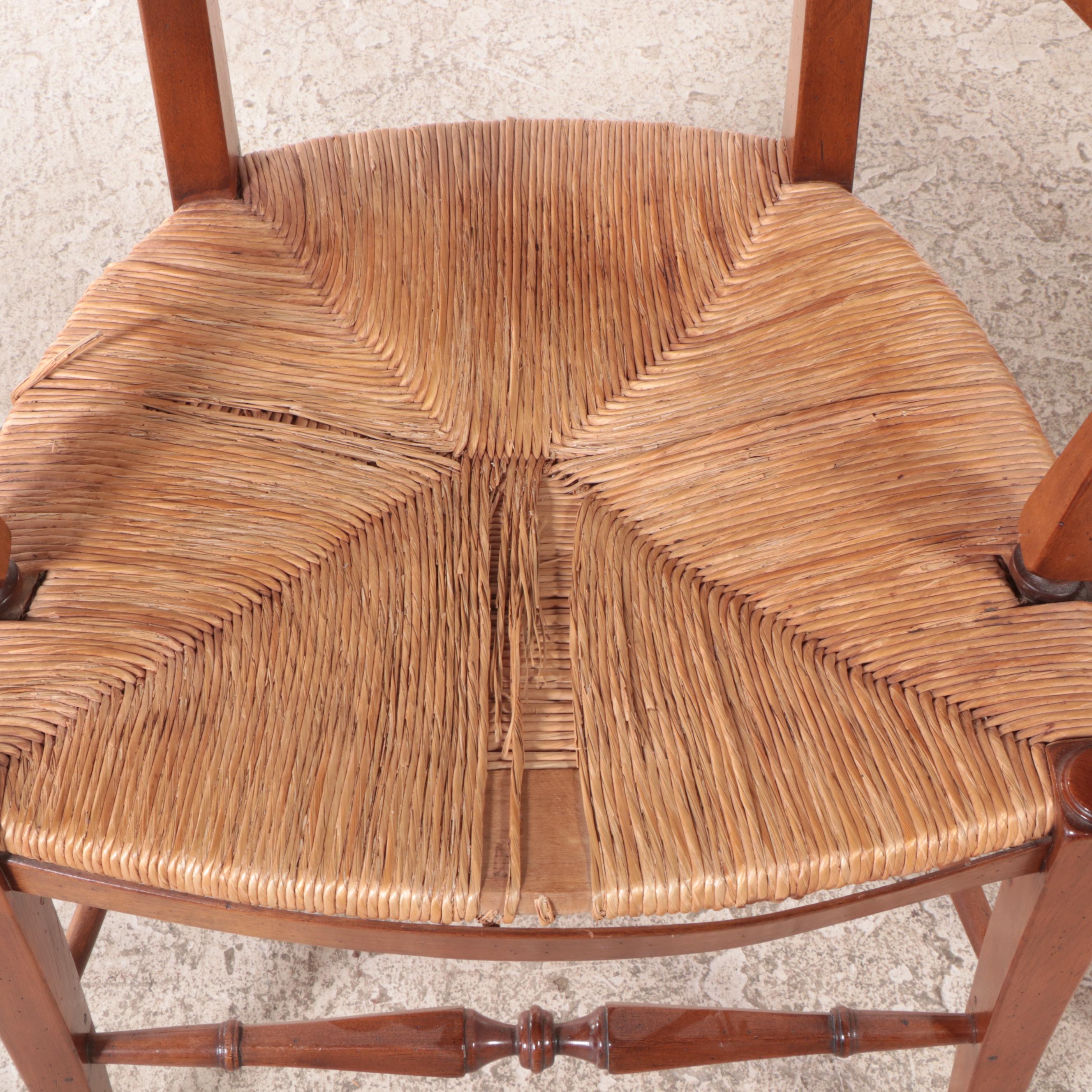 Seven-Piece French Provincial Style Oak and Walnut Dining Set, 20th Century