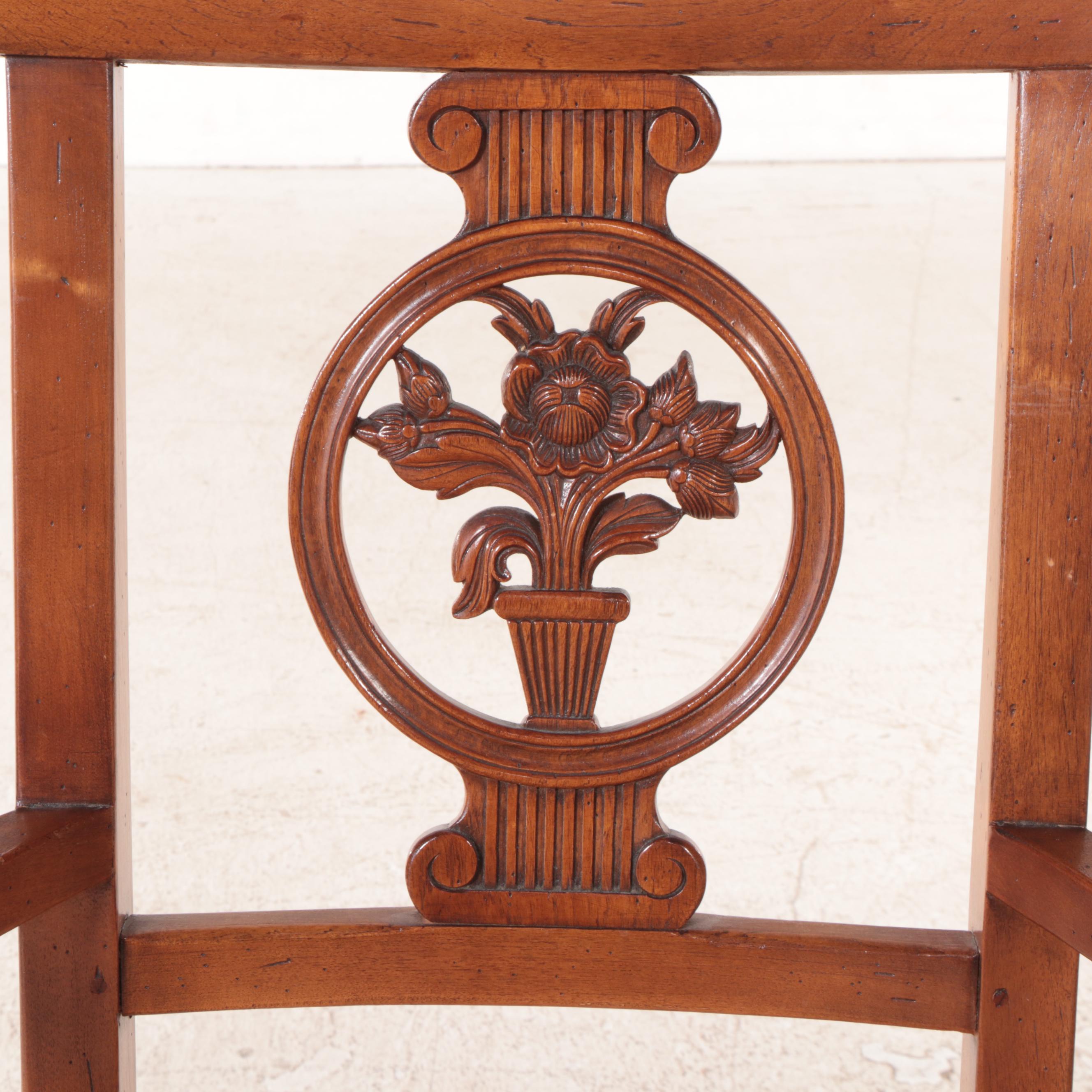 Seven-Piece French Provincial Style Oak and Walnut Dining Set, 20th Century