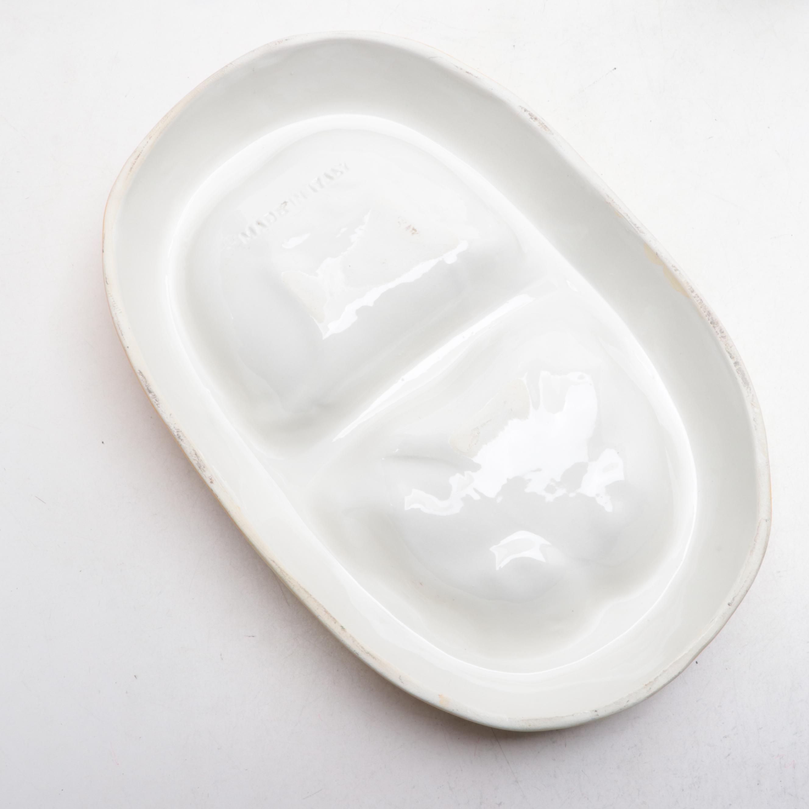 Cat Themed Books, Brass Figures, Needlepoint Pillow and Ceramic Food Dish