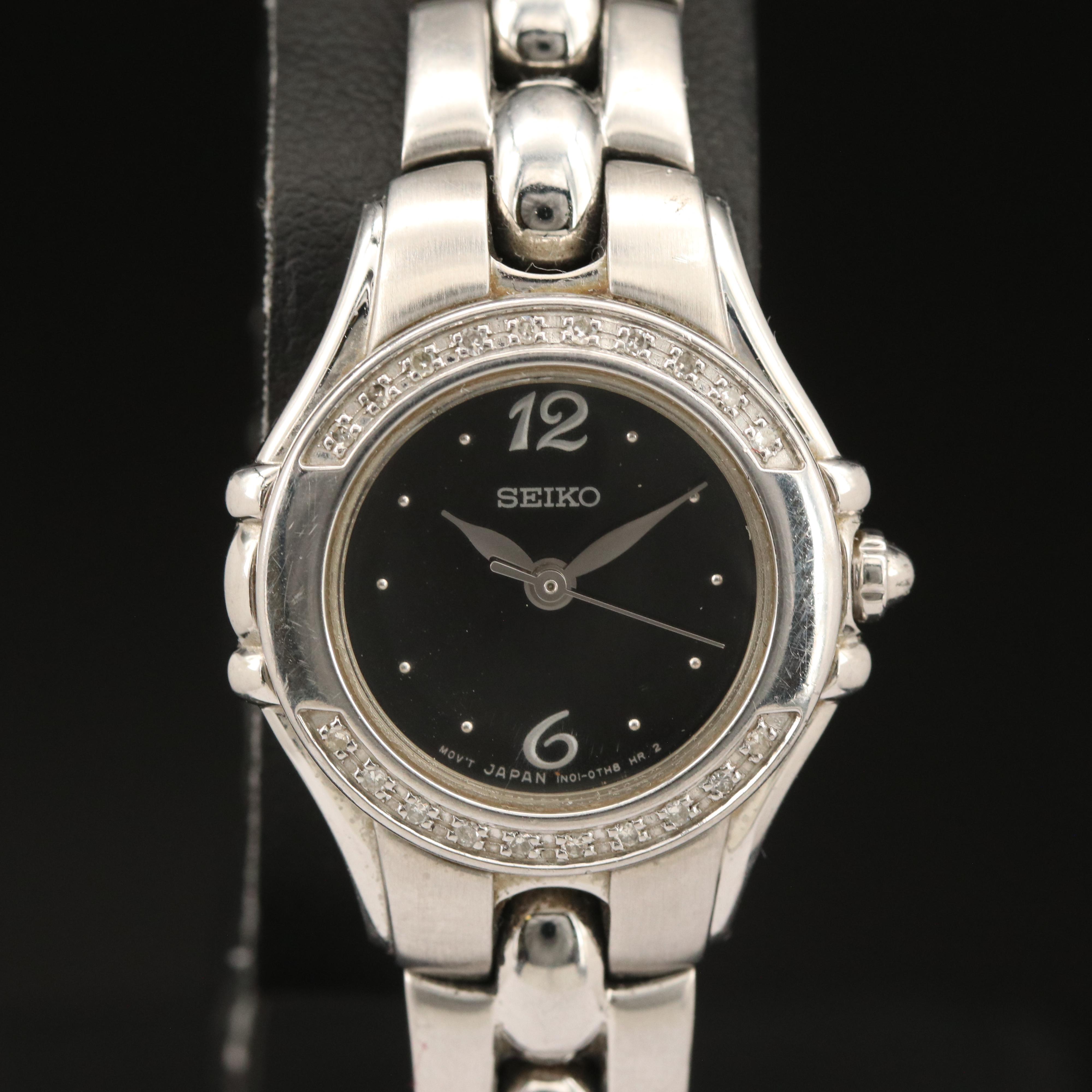 Seiko Diamond Bezel Stainless Steel Quartz Watch