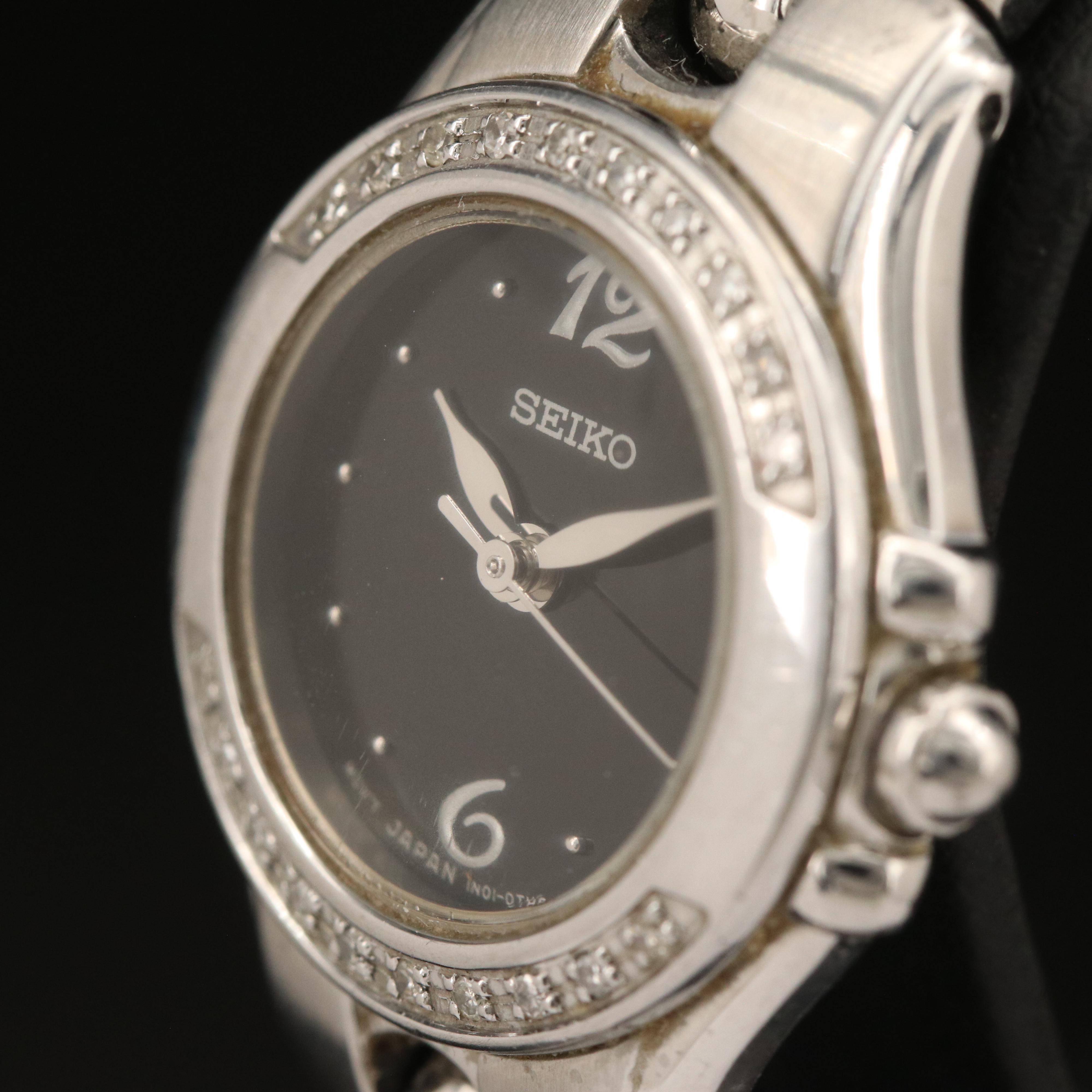 Seiko Diamond Bezel Stainless Steel Quartz Watch