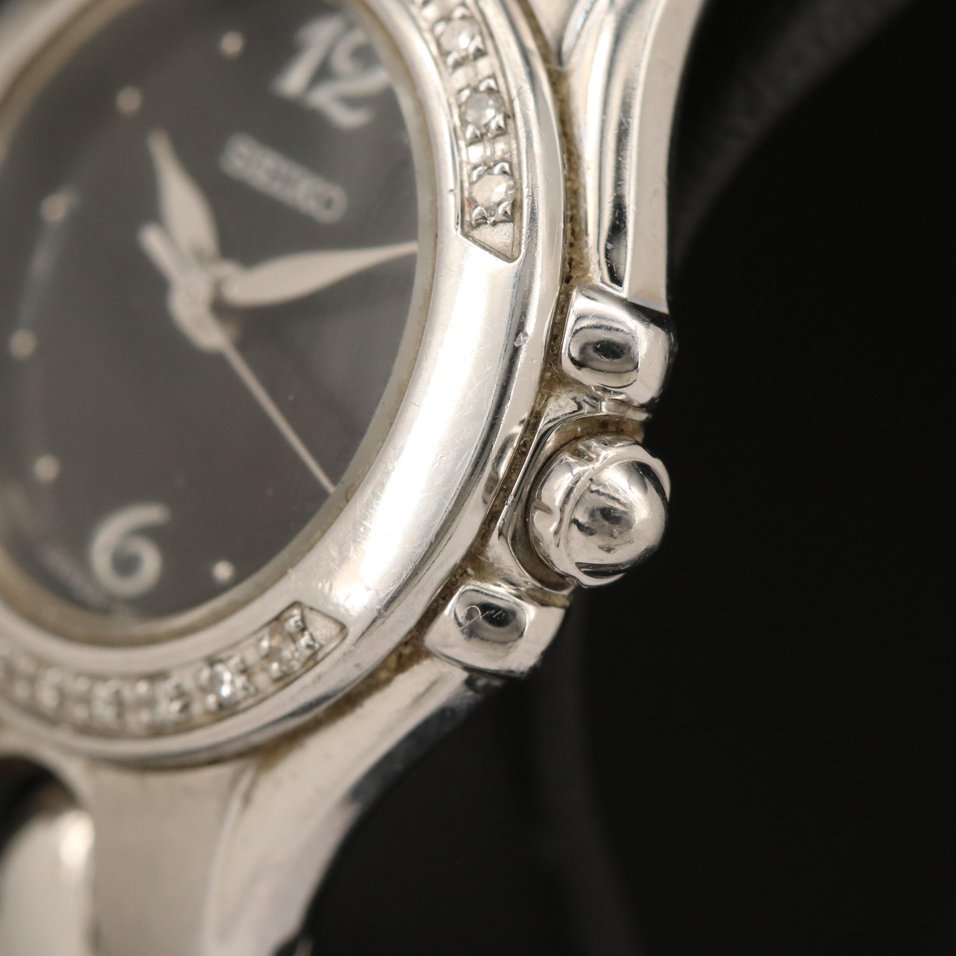 Seiko Diamond Bezel Stainless Steel Quartz Watch