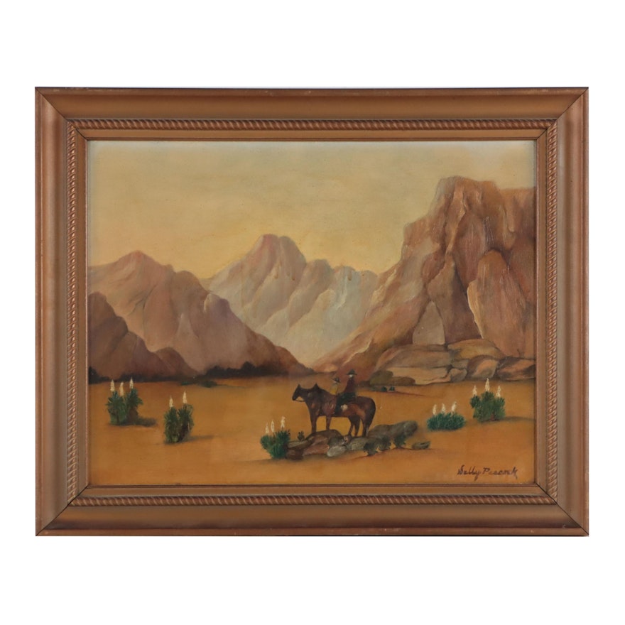 Sally Peacock Southwestern Landscape Oil Painting, Late 20th Century