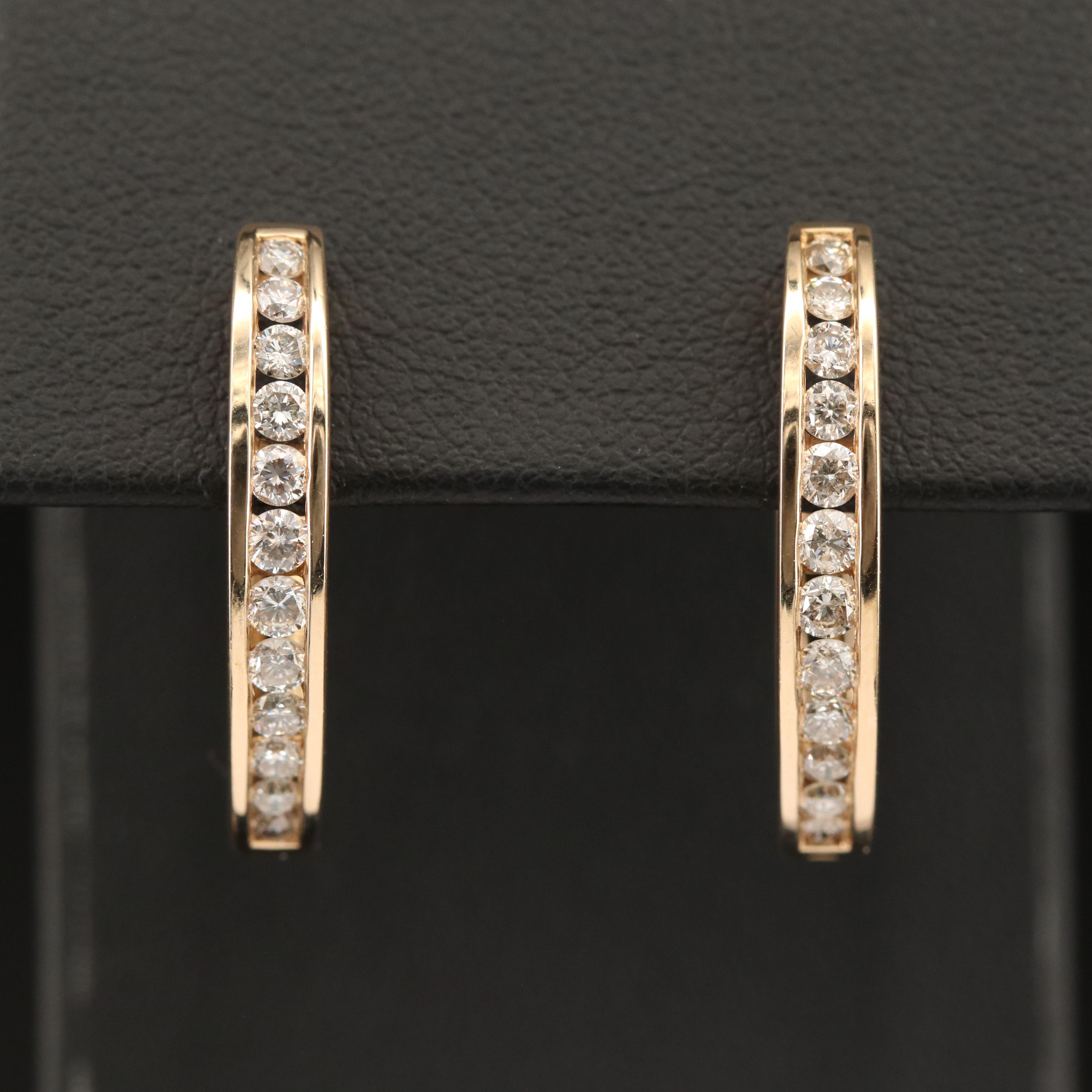 14K 0.84 CTW Diamond Hoop Earrings