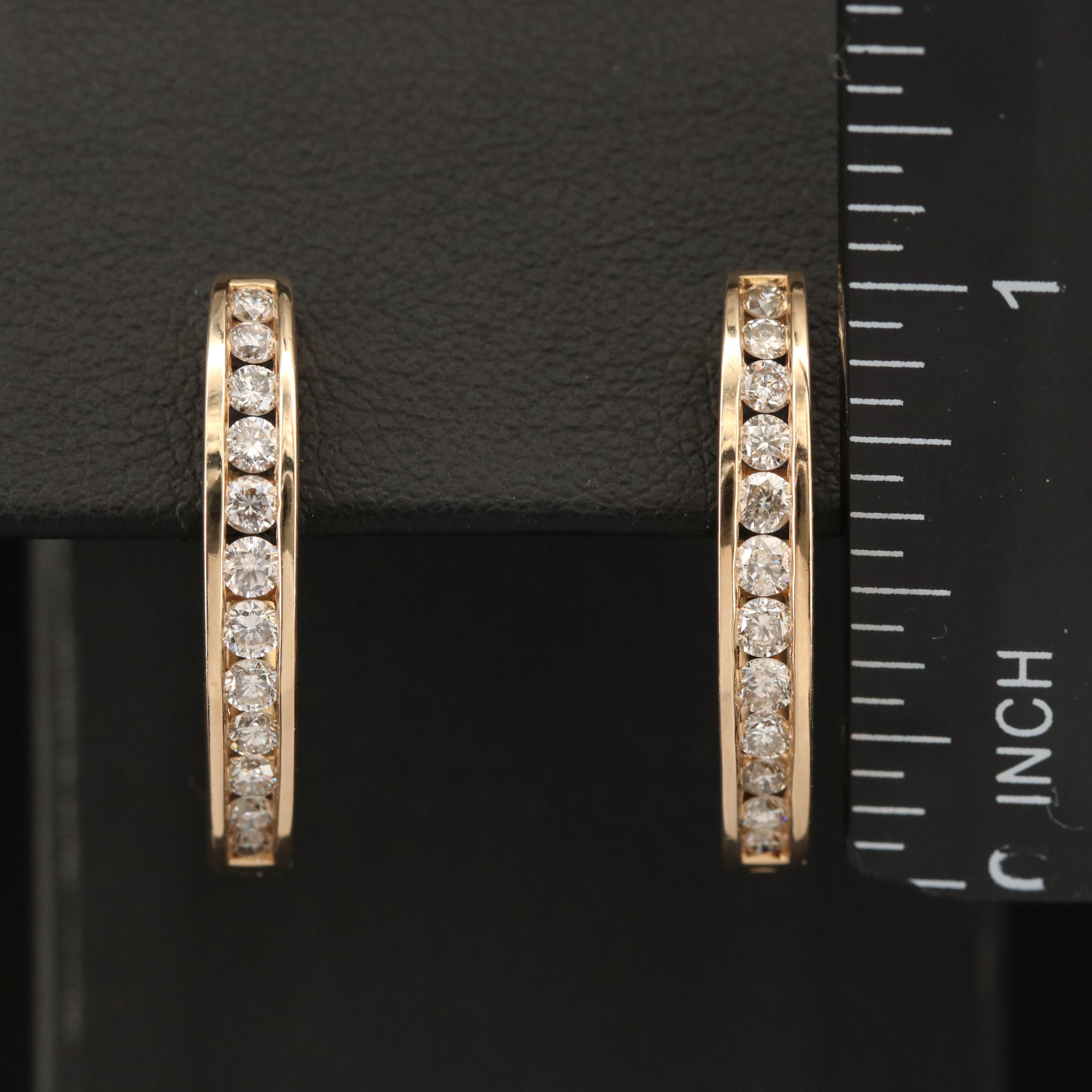 14K 0.84 CTW Diamond Hoop Earrings