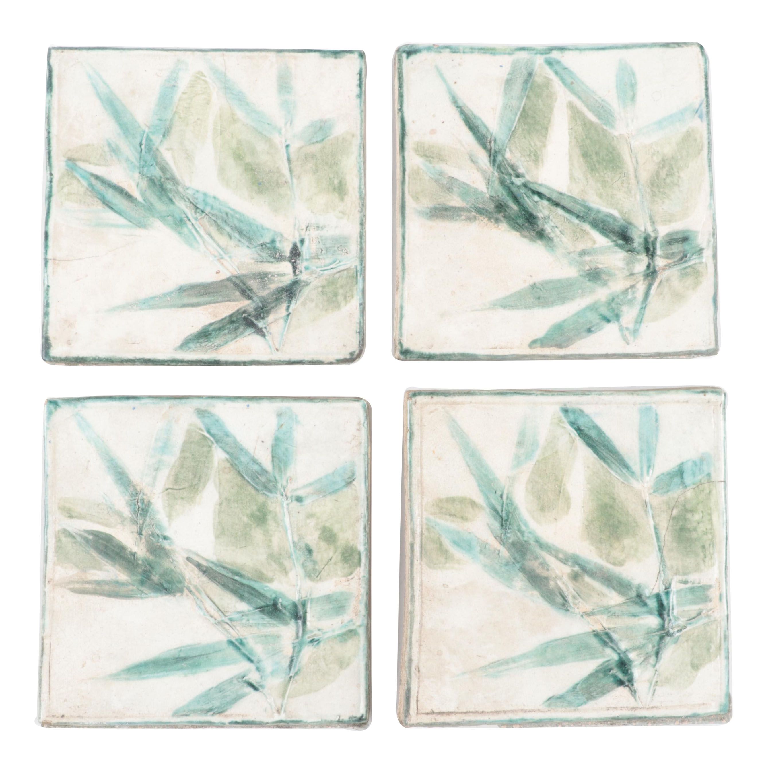 Hand-Painted Textured Ceramic Bamboo Tiles, 1997