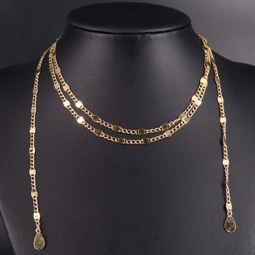 14K Scarf Link No Clasp Necklace