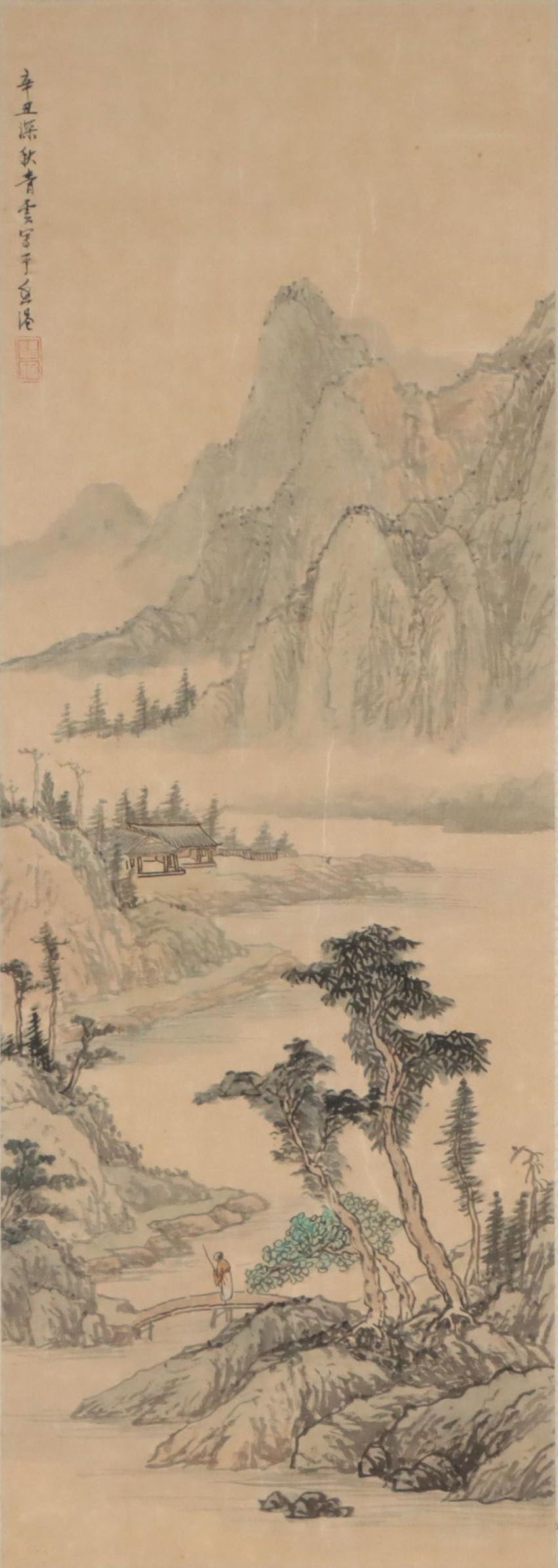 Japanese Landscape Ink and Watercolor Painting