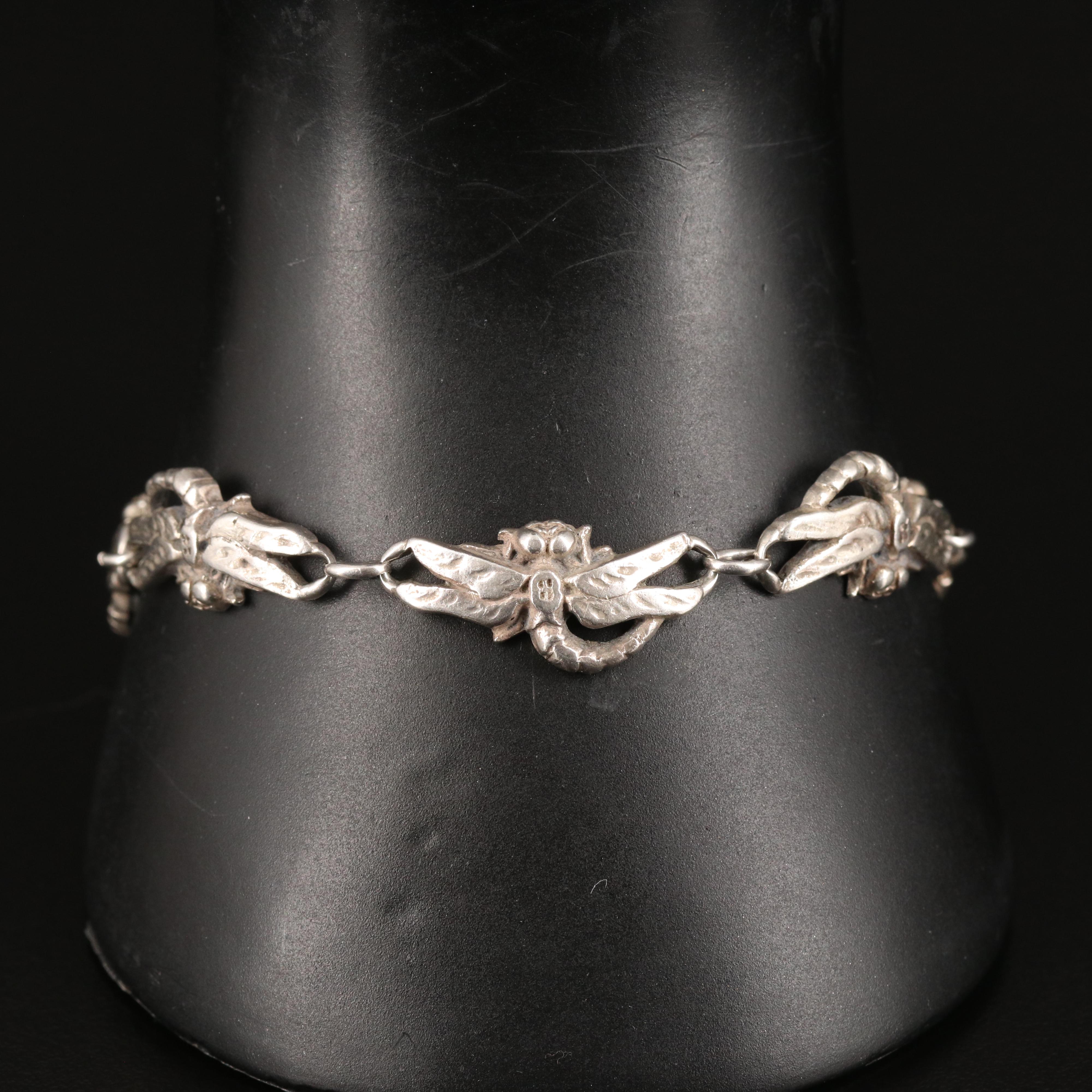 Sterling Dragonfly Link Bracelet