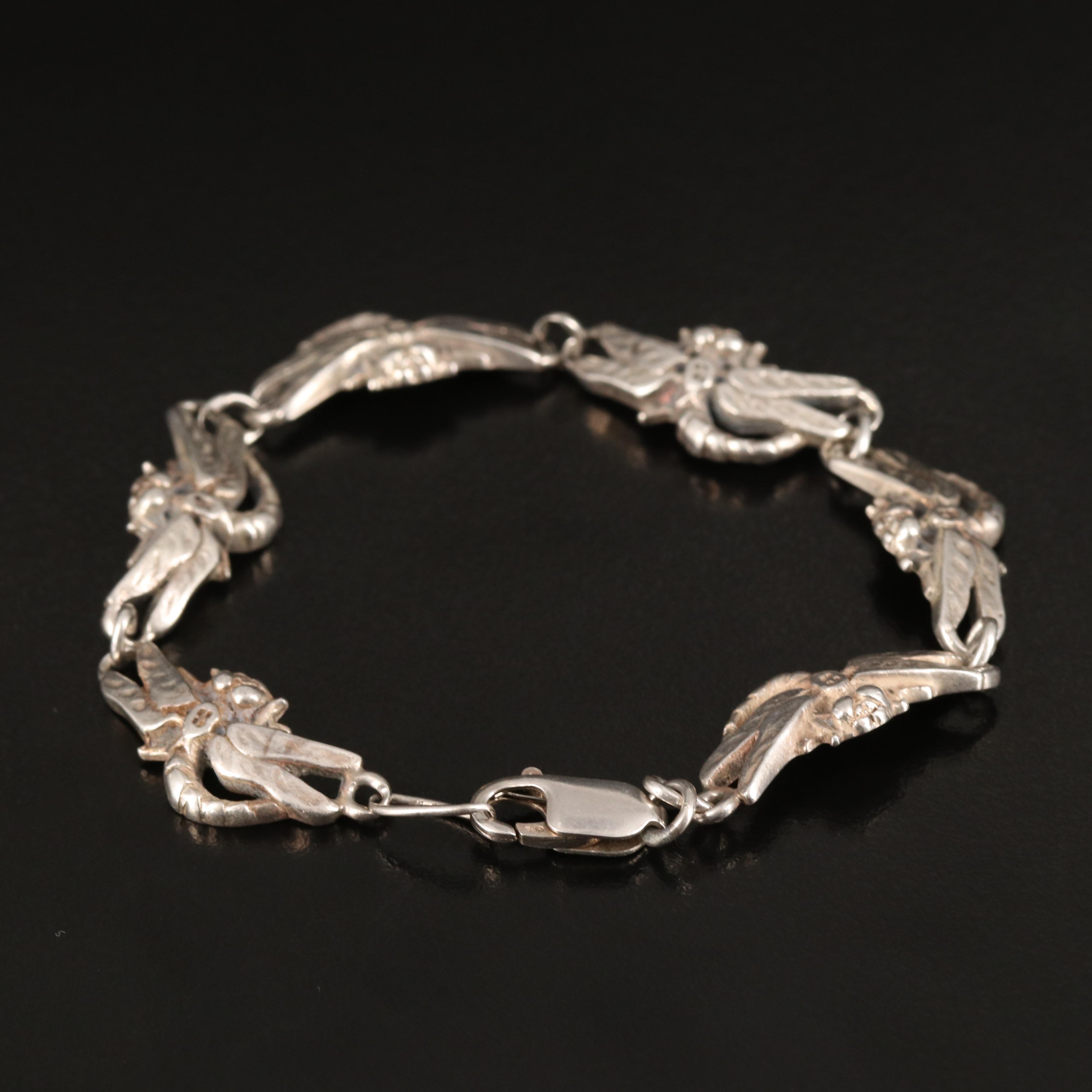 Sterling Dragonfly Link Bracelet