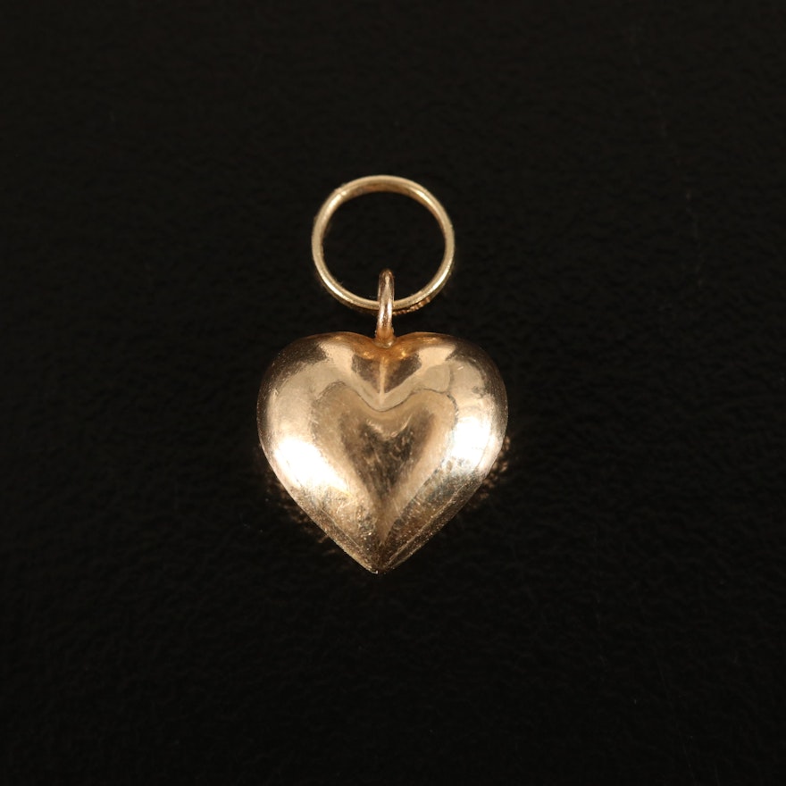 14K Puff Heart Pendant