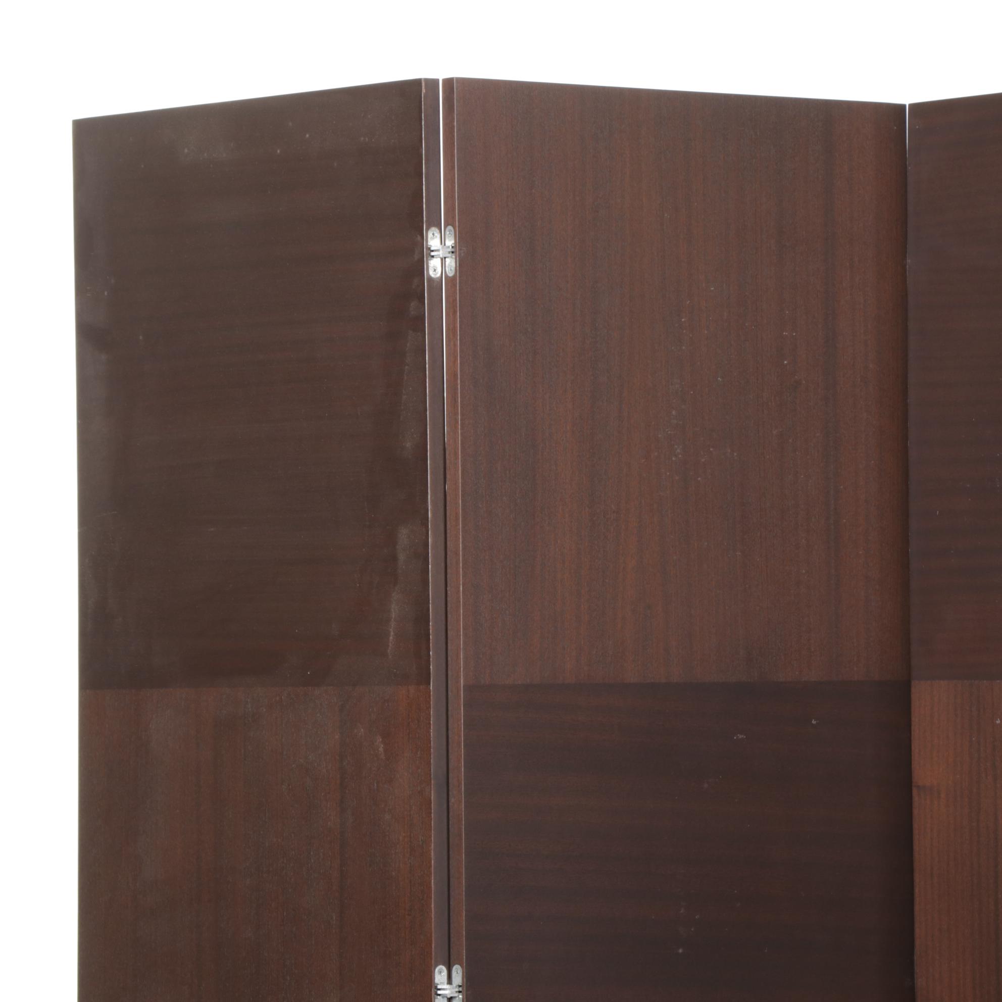 Roger Moule Designed Modernist Walnut Laminate Folding Panel Room Screen
