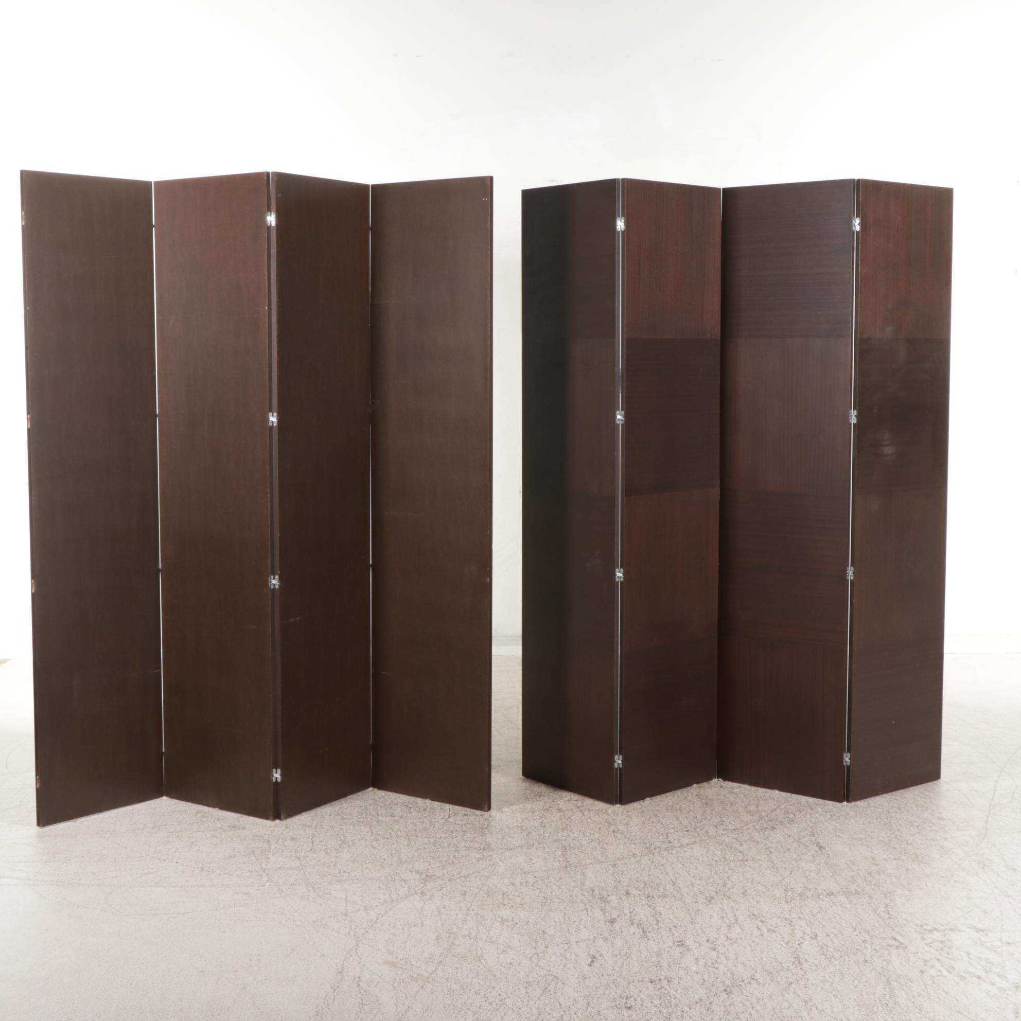 Roger Moule Designed Modernist Walnut Laminate Folding Panel Room Screen