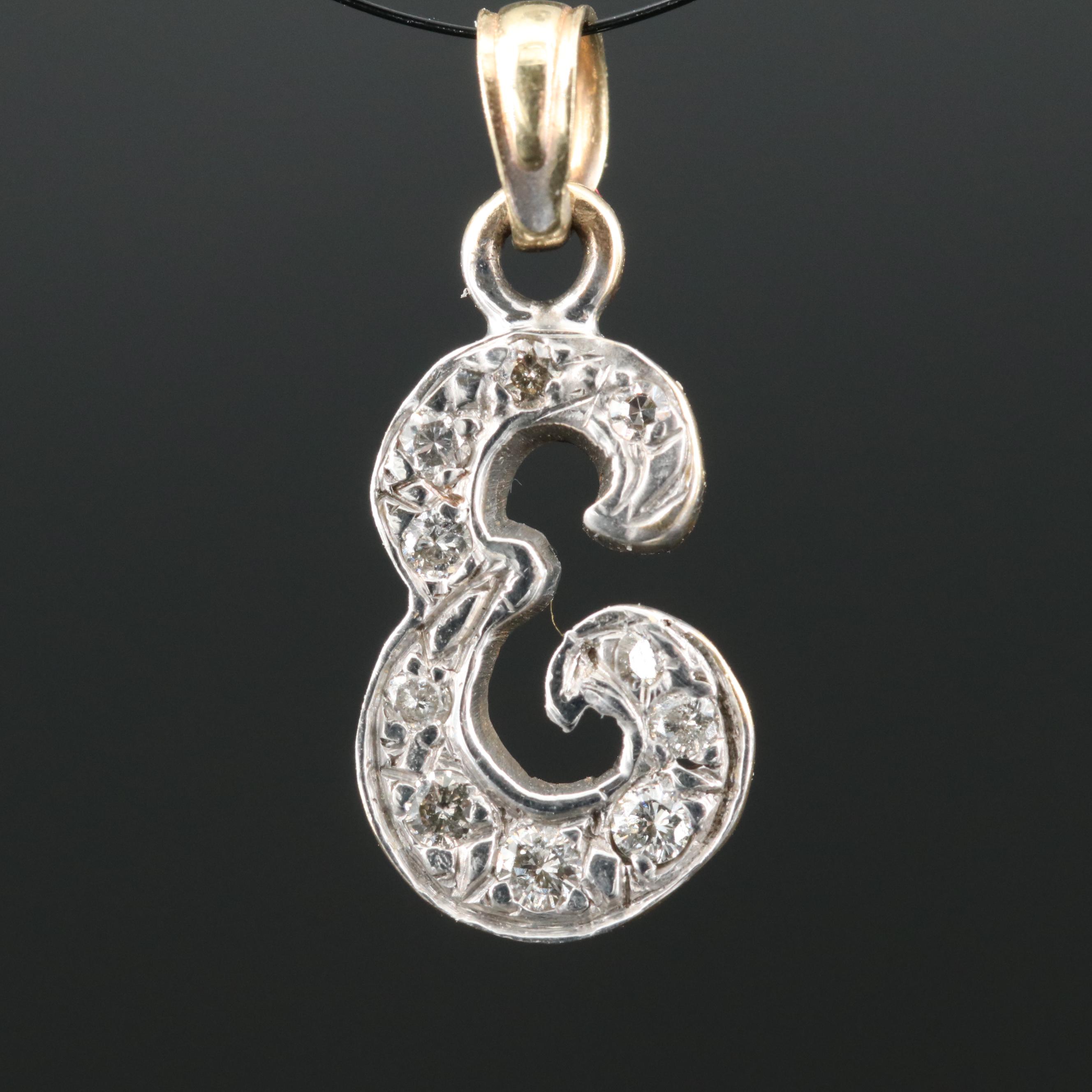 14K 0.06 CTW Diamond "E" Pendant