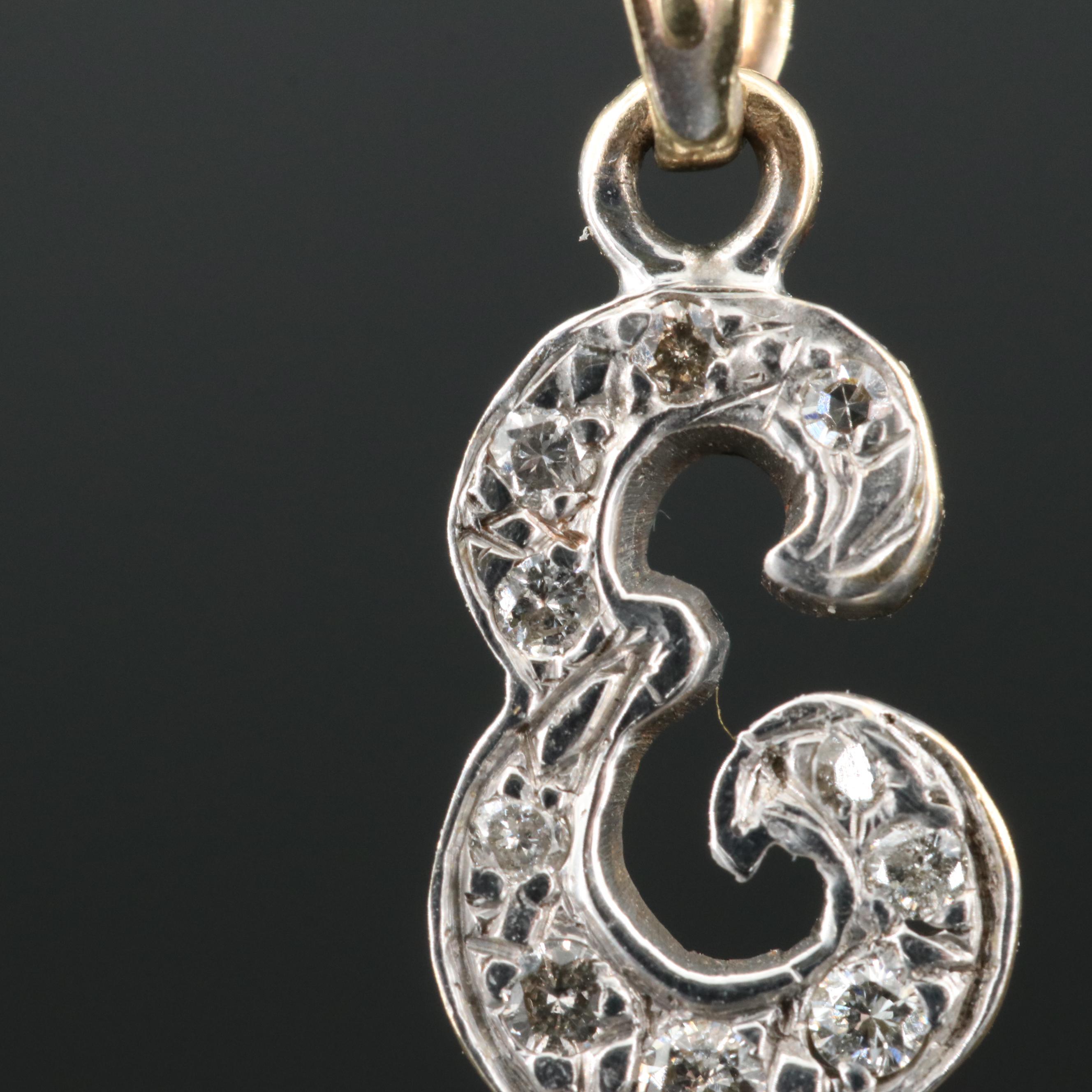14K 0.06 CTW Diamond "E" Pendant