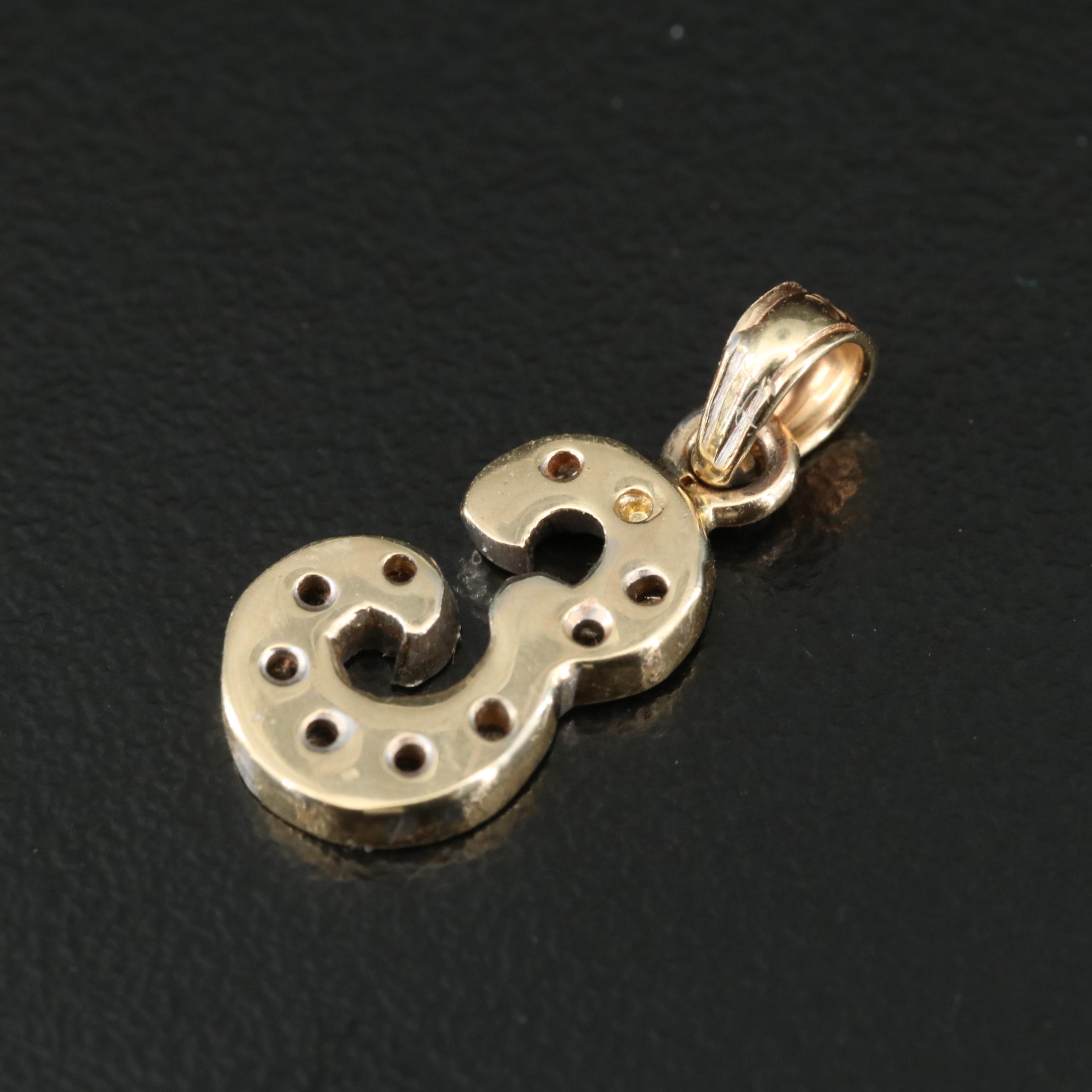 14K 0.06 CTW Diamond "E" Pendant