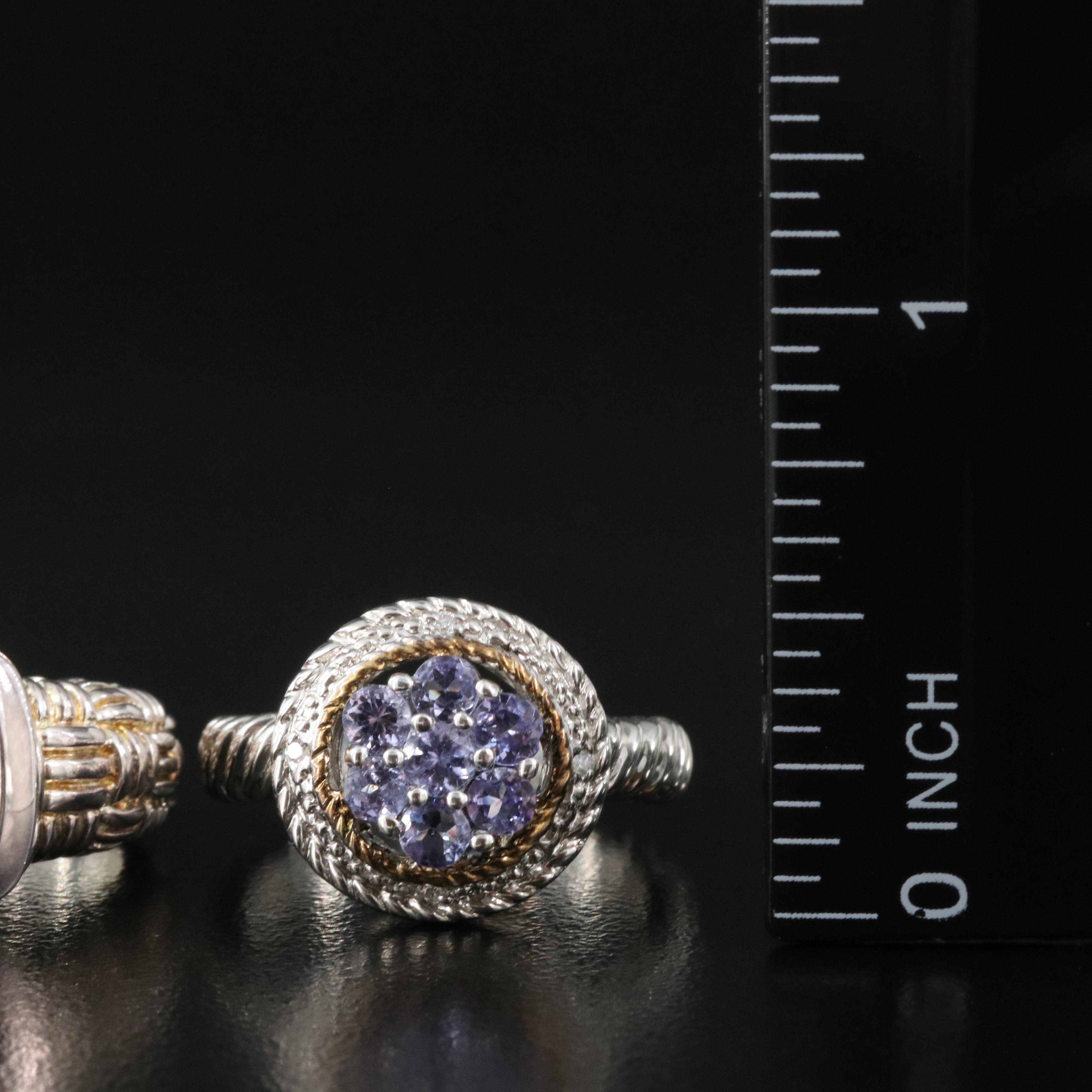 Sterling Rings Including Smoky Quartz, Peridot and Tanzanite