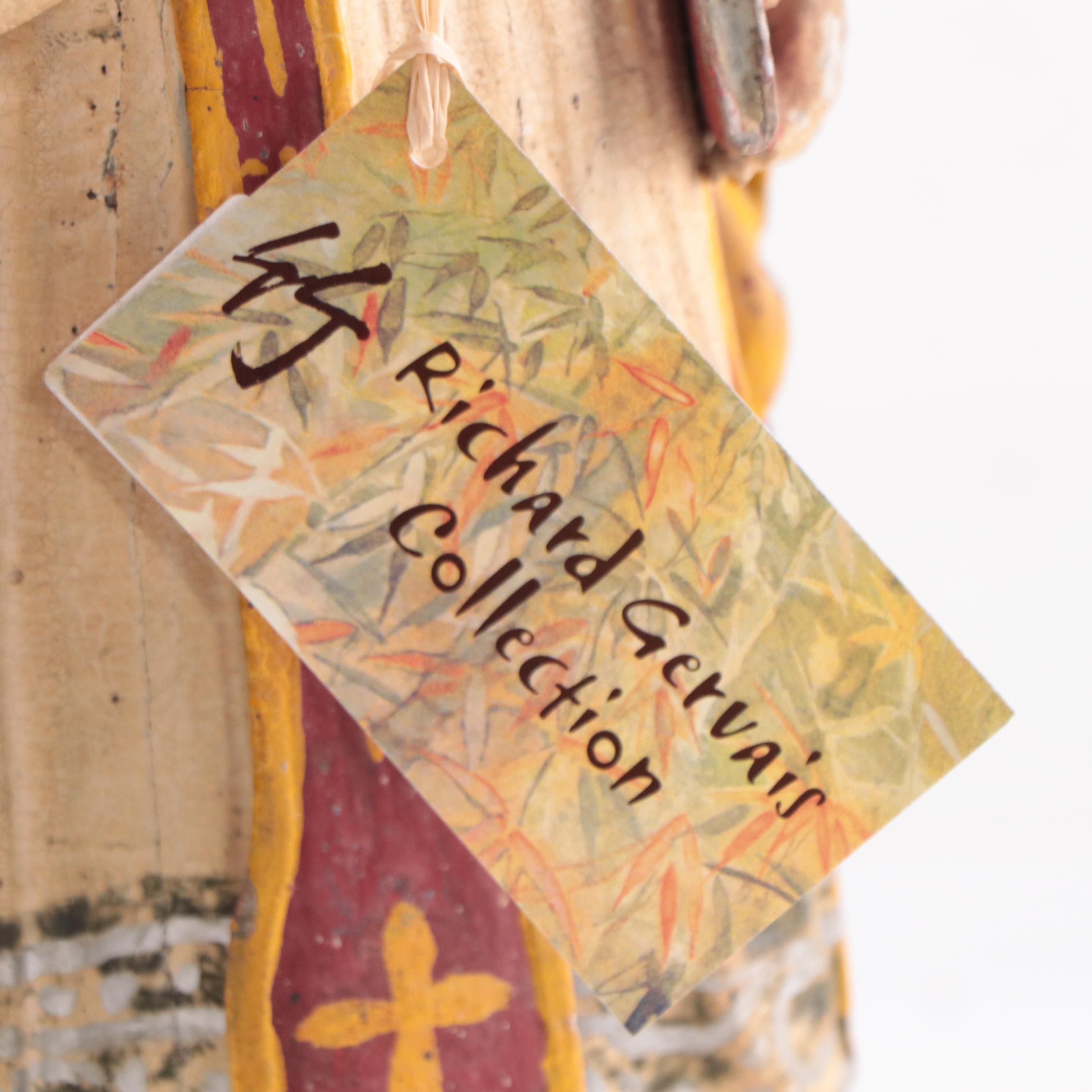 Vietnamese Polychrome Carved Wood Figure of a Priest, Early 20th Century