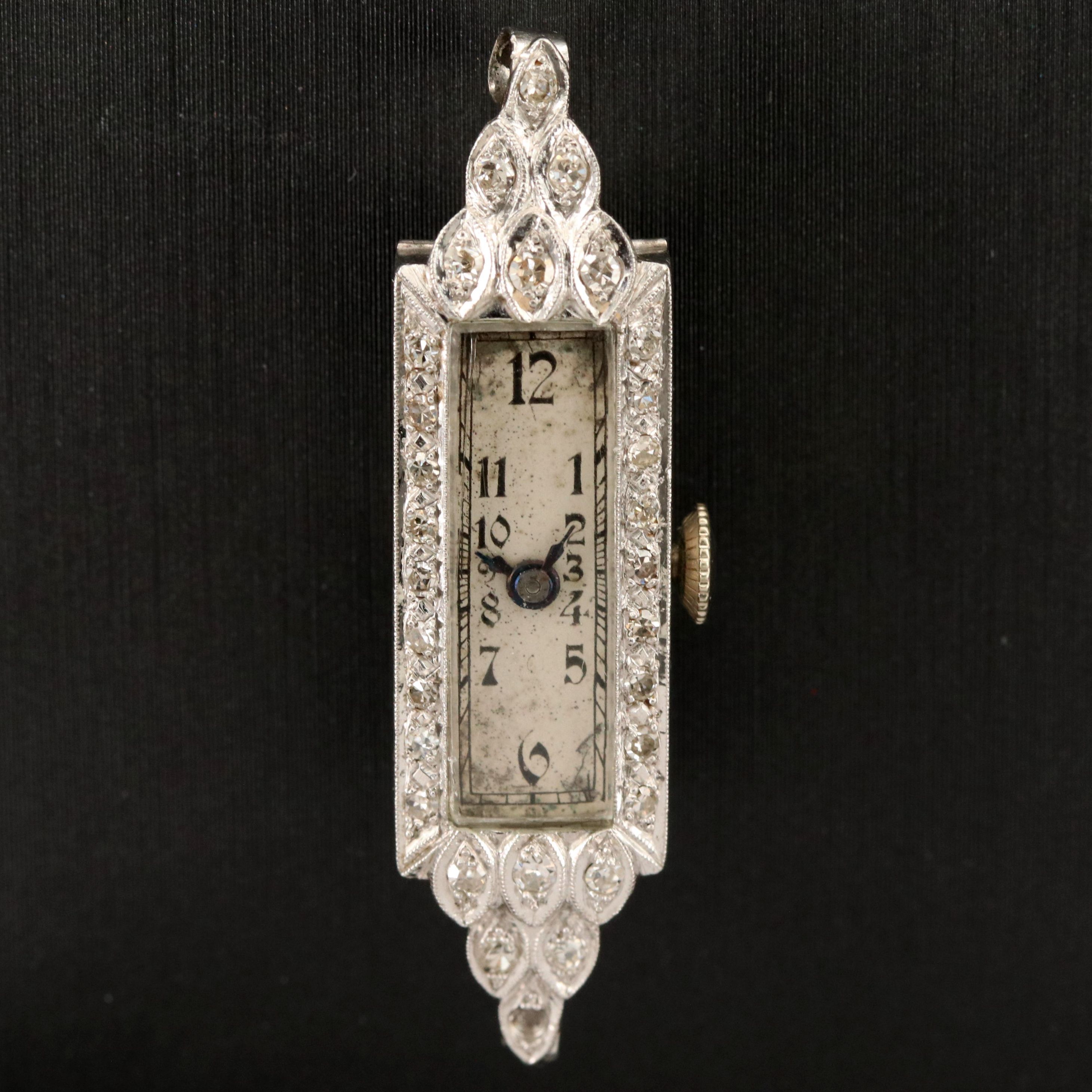 Vintage Platinum and Diamond Hand Wind Watch