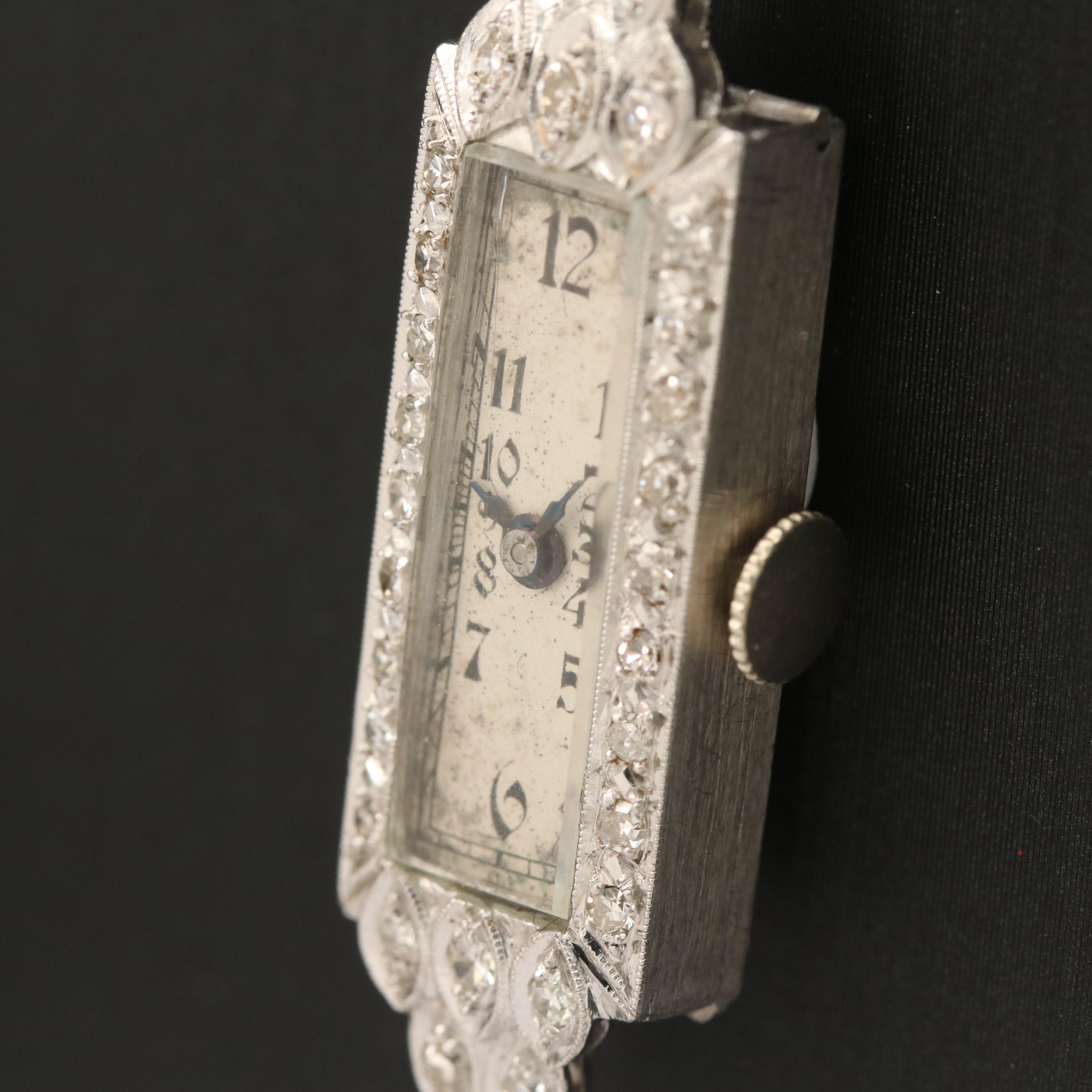 Vintage Platinum and Diamond Hand Wind Watch