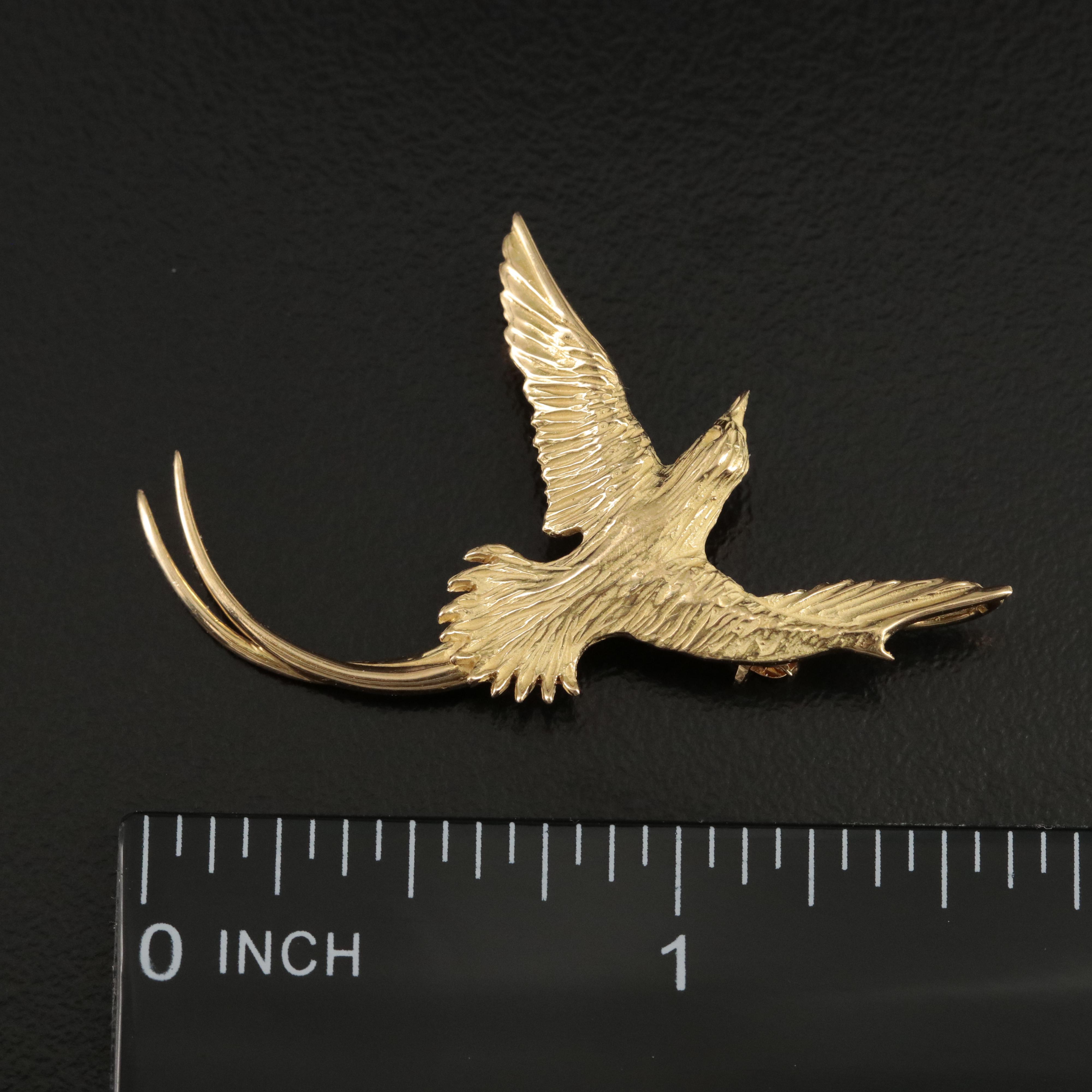Vintage 18K Wire Tailed Swallow Brooch