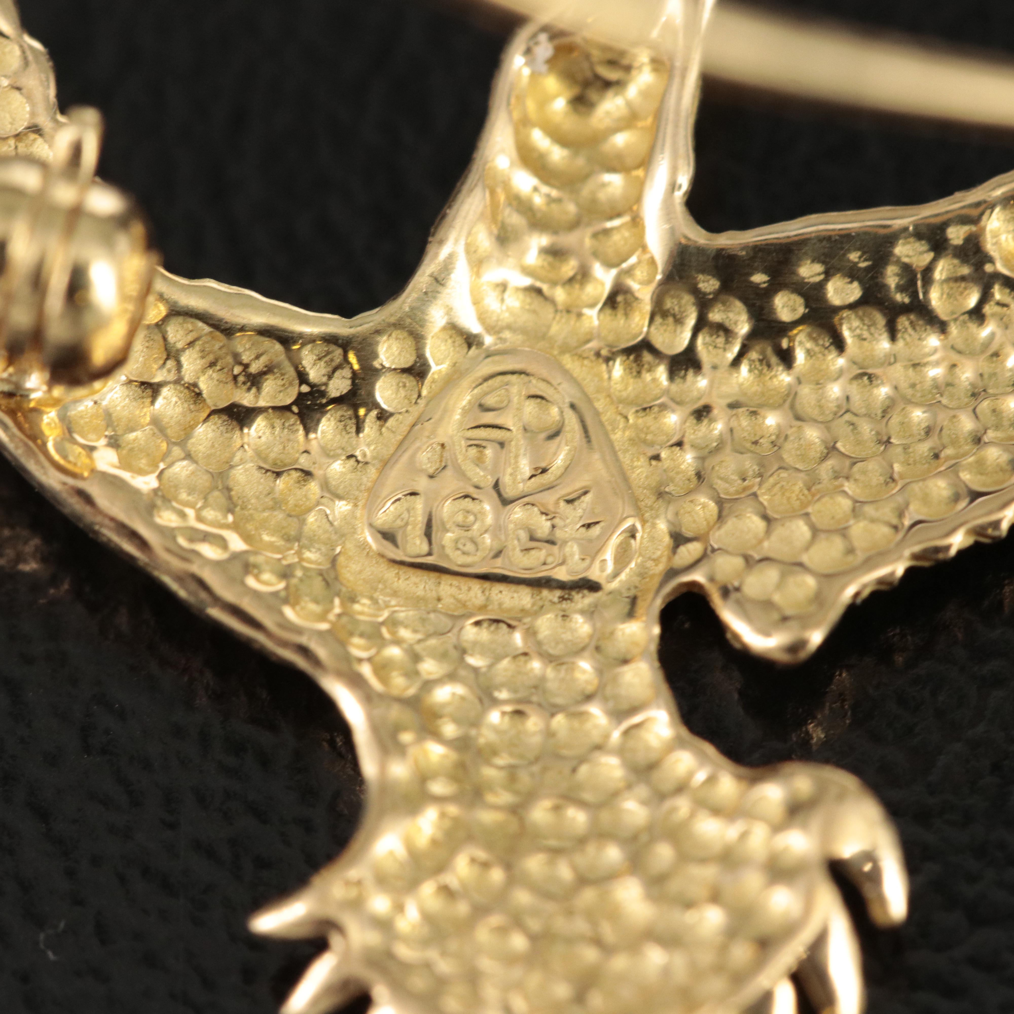 Vintage 18K Wire Tailed Swallow Brooch