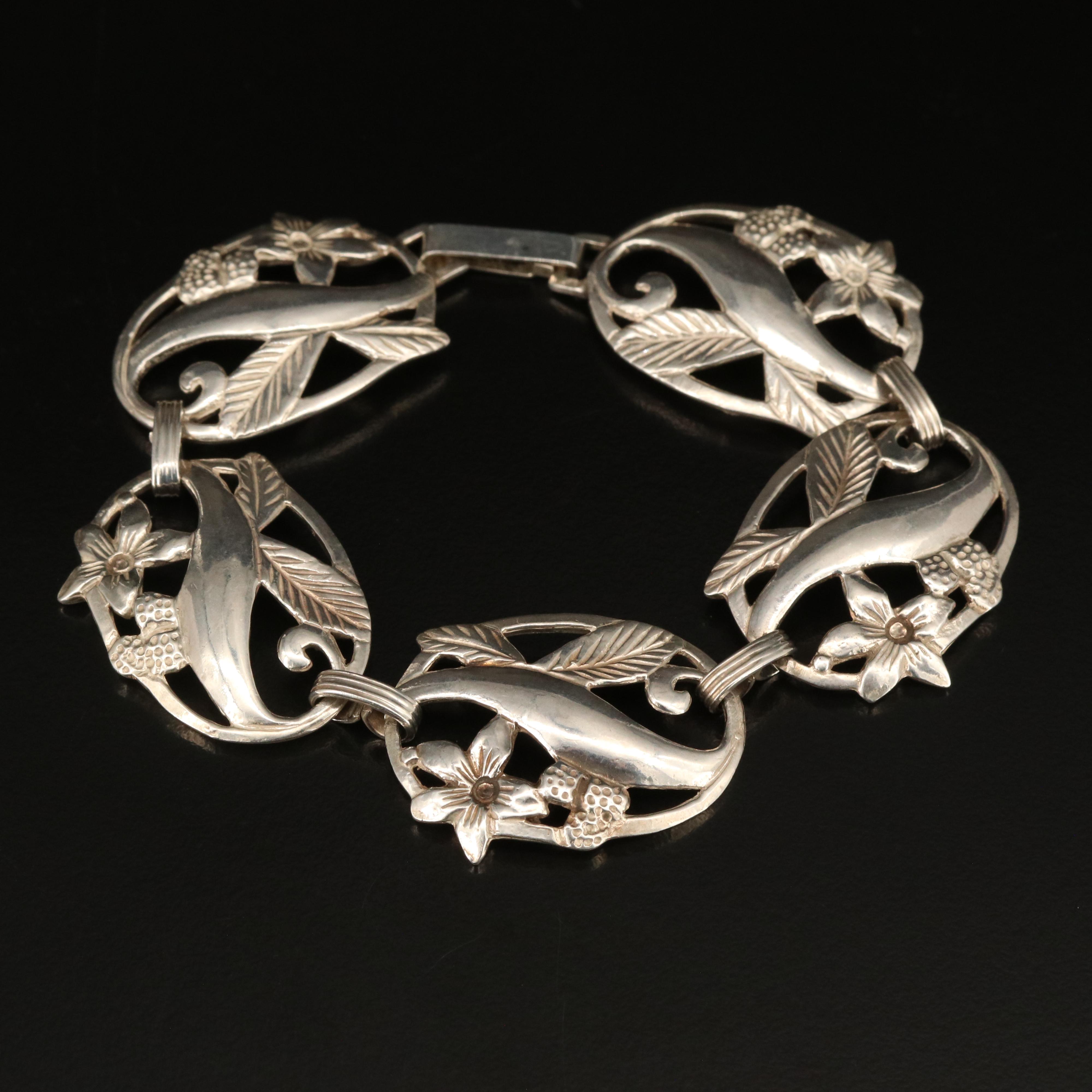 Danecraft Sterling Floral Bracelet