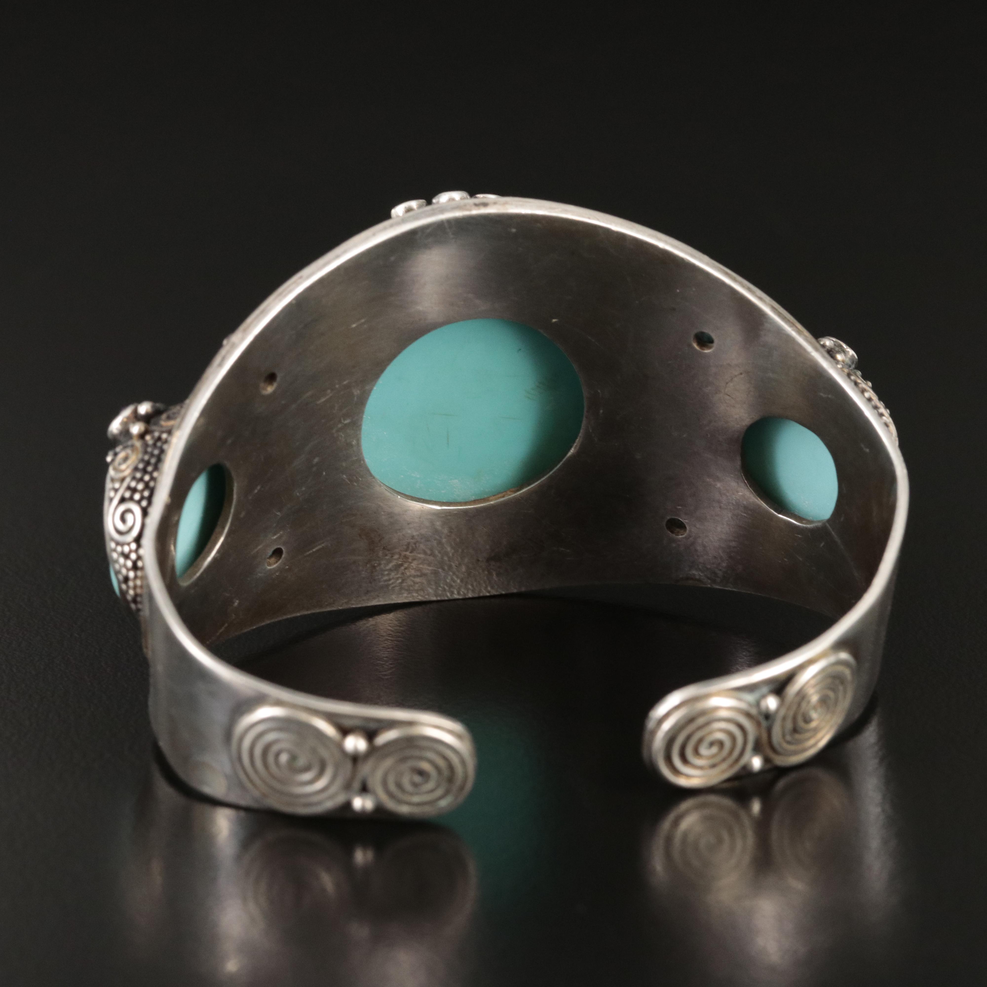 Sajen Sterling Howlite, Amethyst and Topaz Figural Cuff