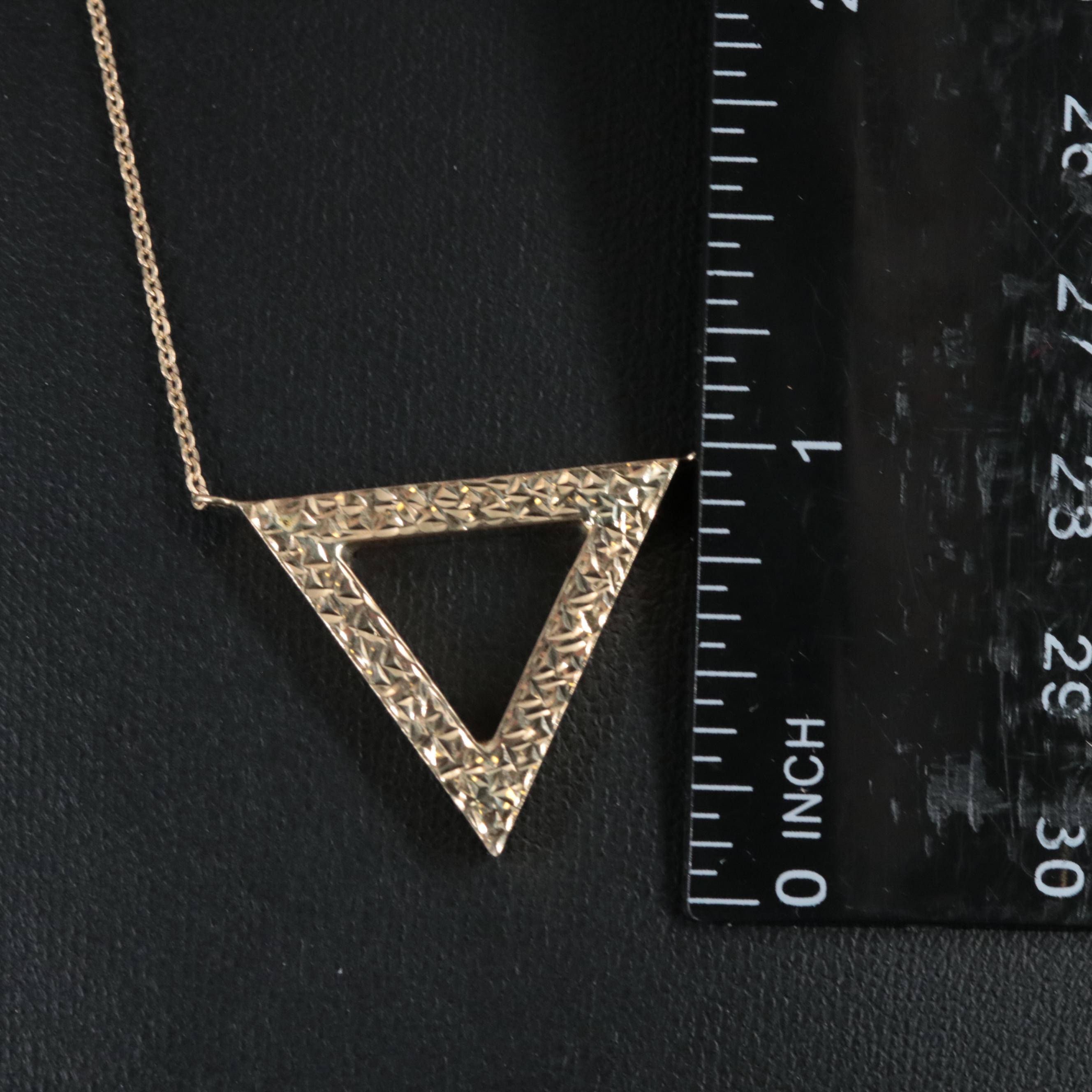14K Stationary Triangle Pendant Necklace