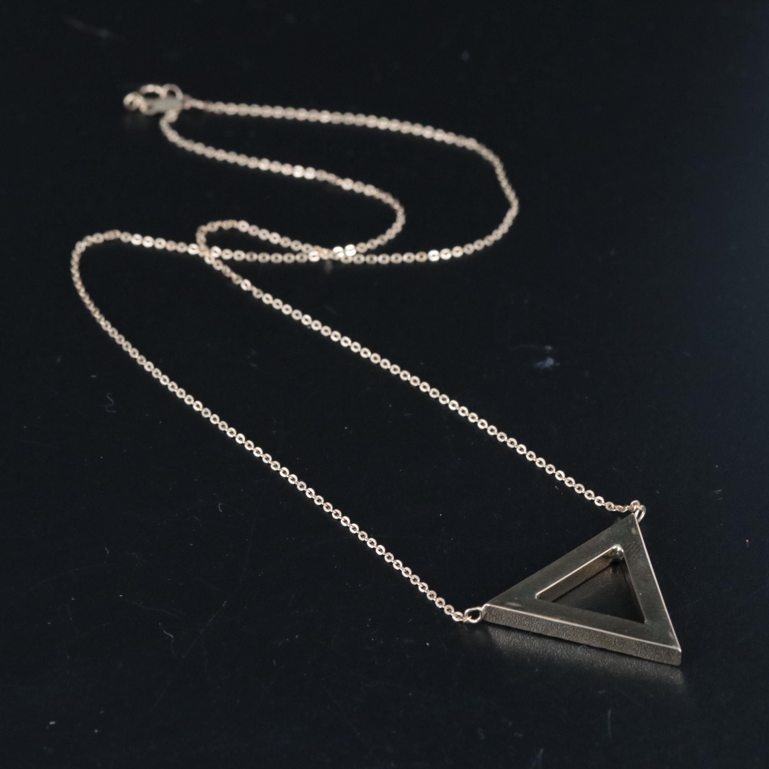 14K Stationary Triangle Pendant Necklace