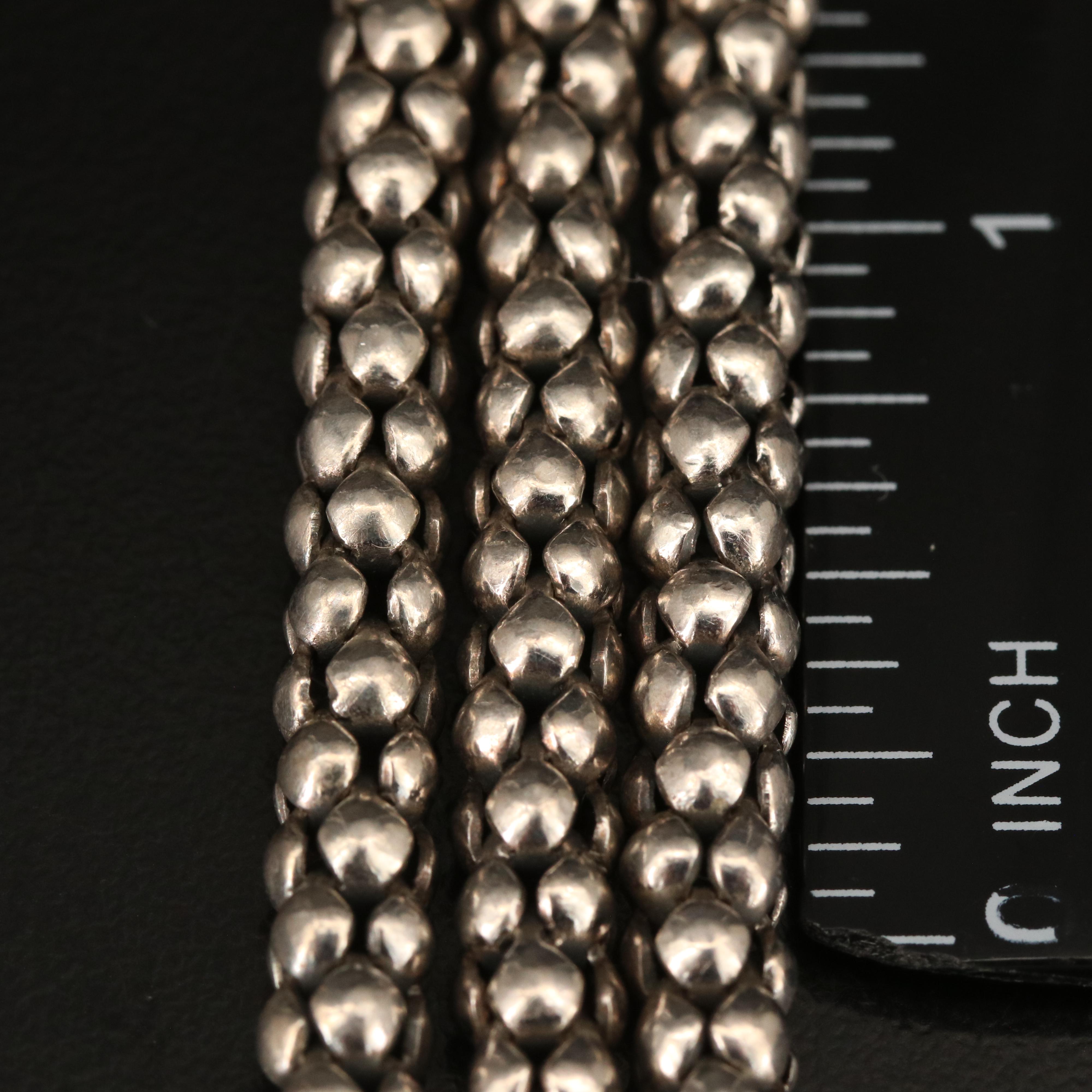 Silpada Sterling Triple Strand Popcorn Chain Bracelet