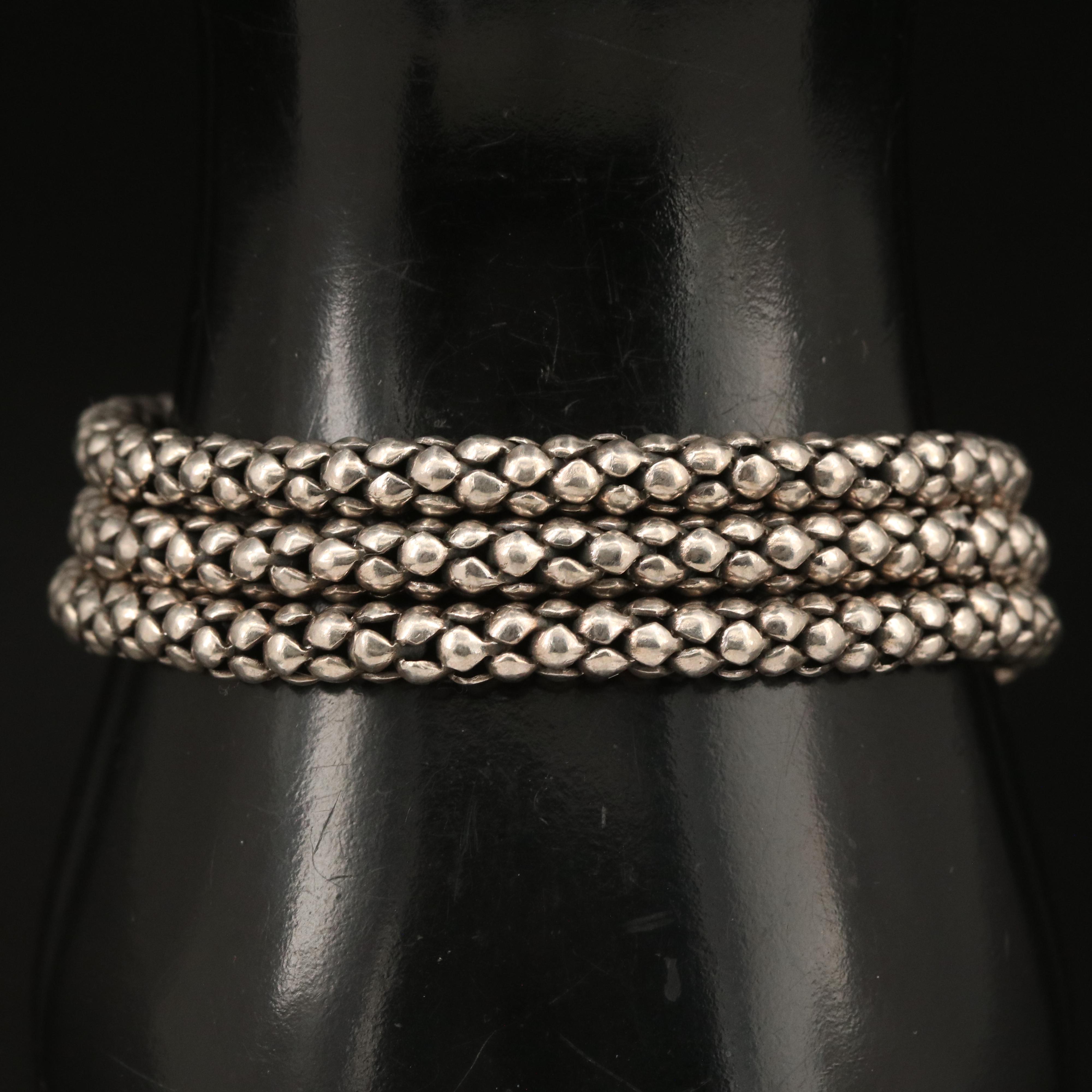 Silpada Sterling Triple Strand Popcorn Chain Bracelet