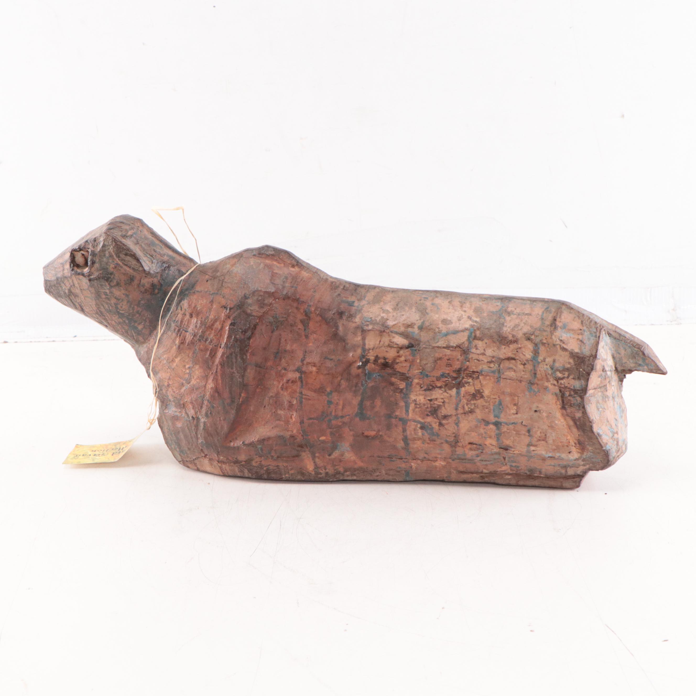 Indian Carved Teak "Nandi" Figure, Late 20th Century