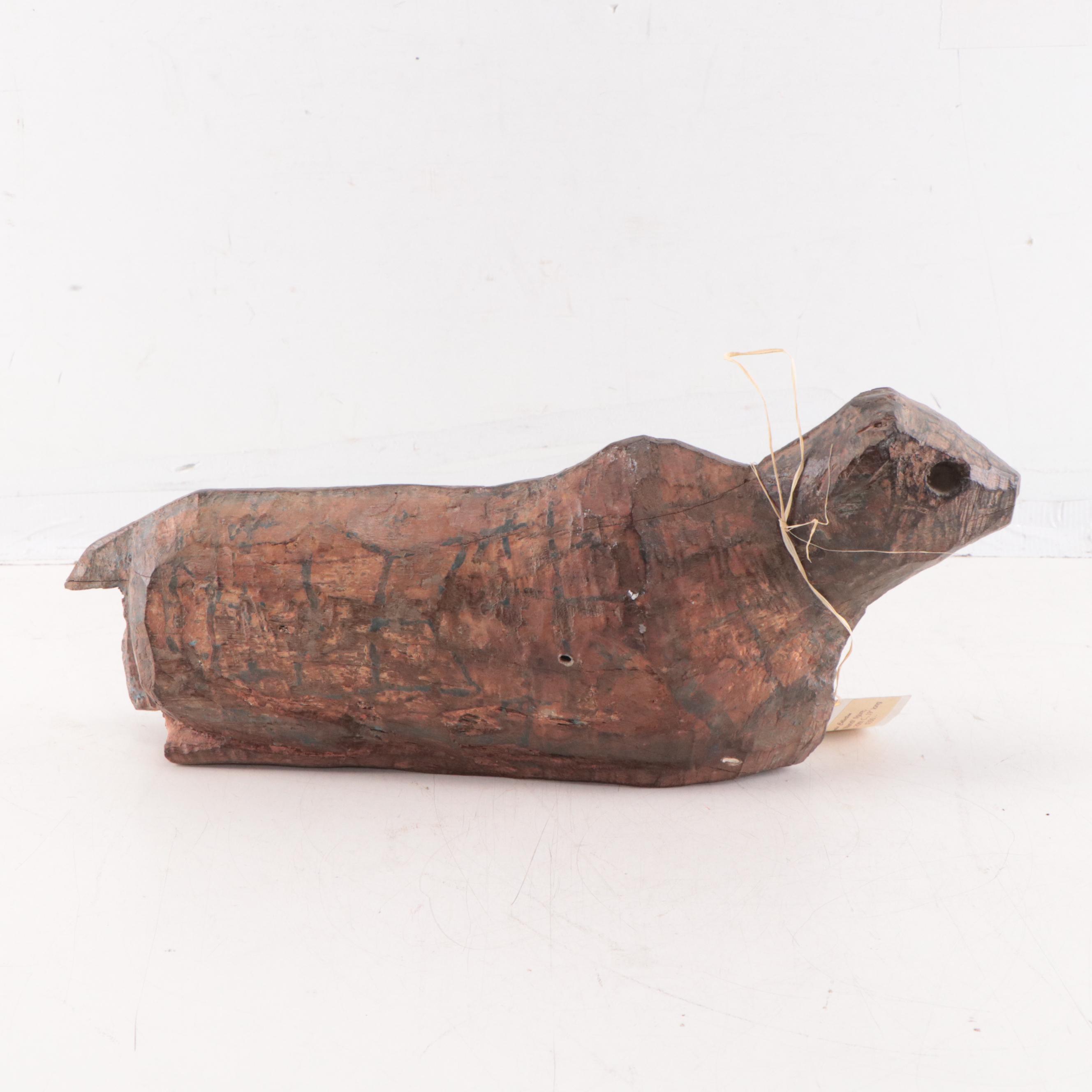 Indian Carved Teak "Nandi" Figure, Late 20th Century