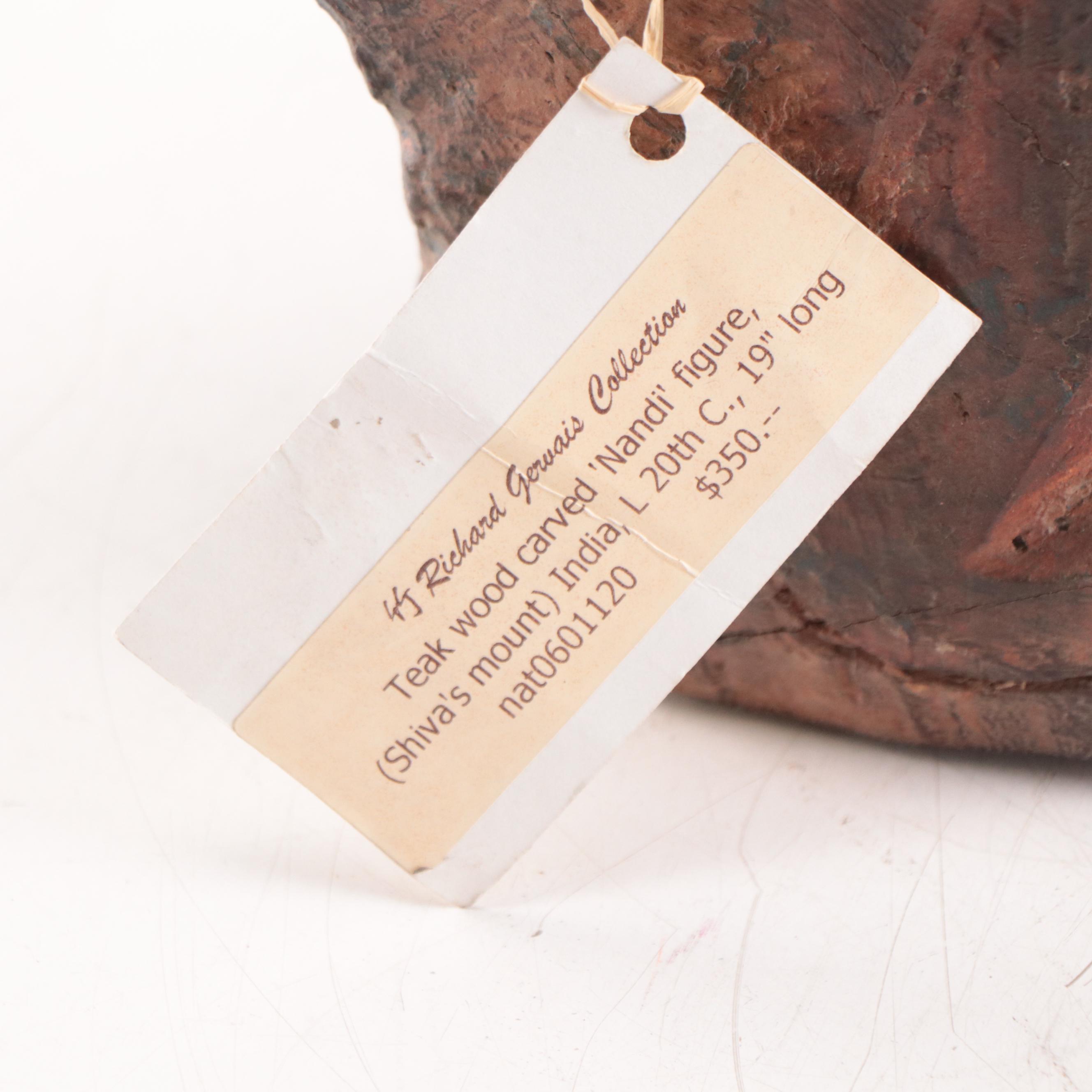 Indian Carved Teak "Nandi" Figure, Late 20th Century