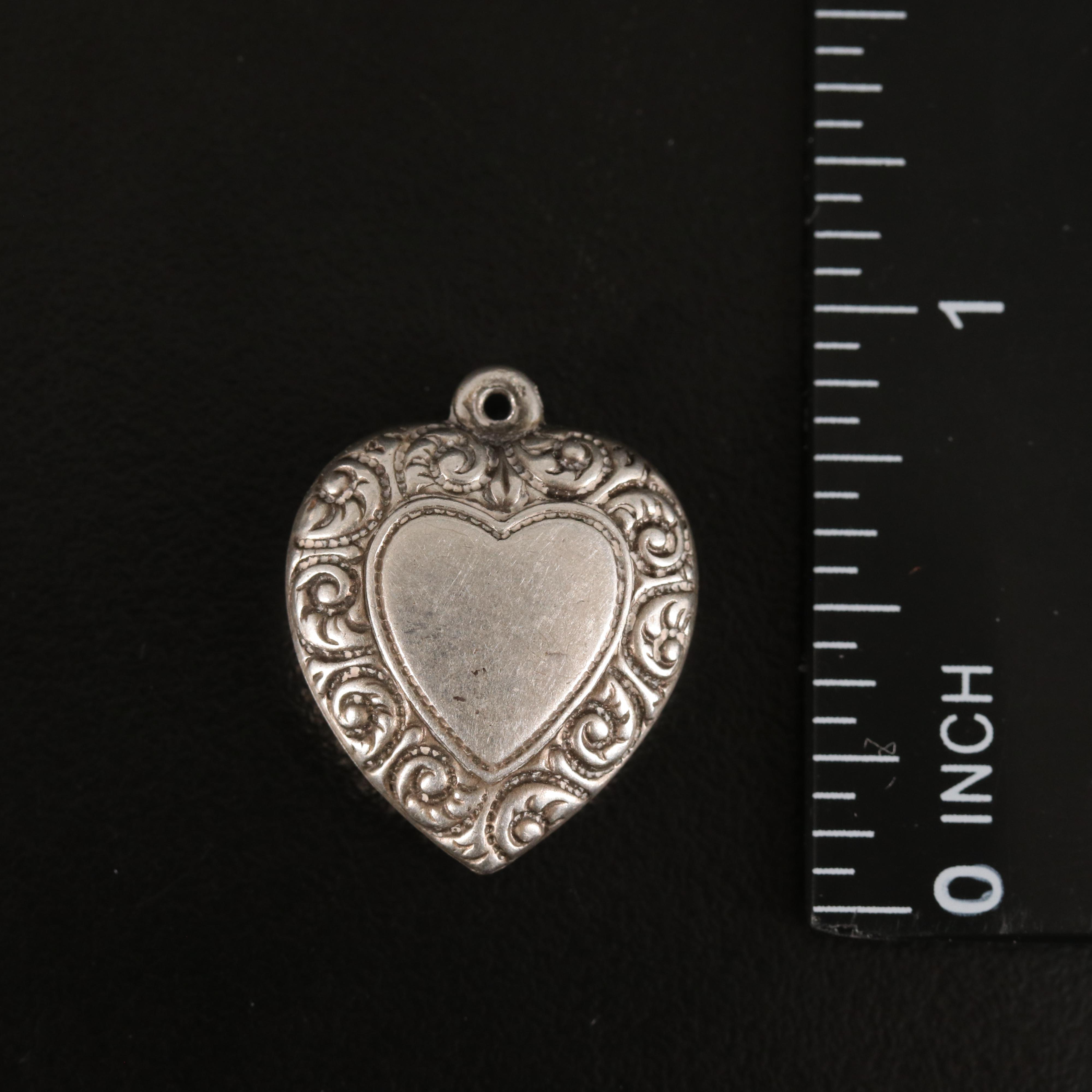 Vintage Sterling Puff Heart Pendants