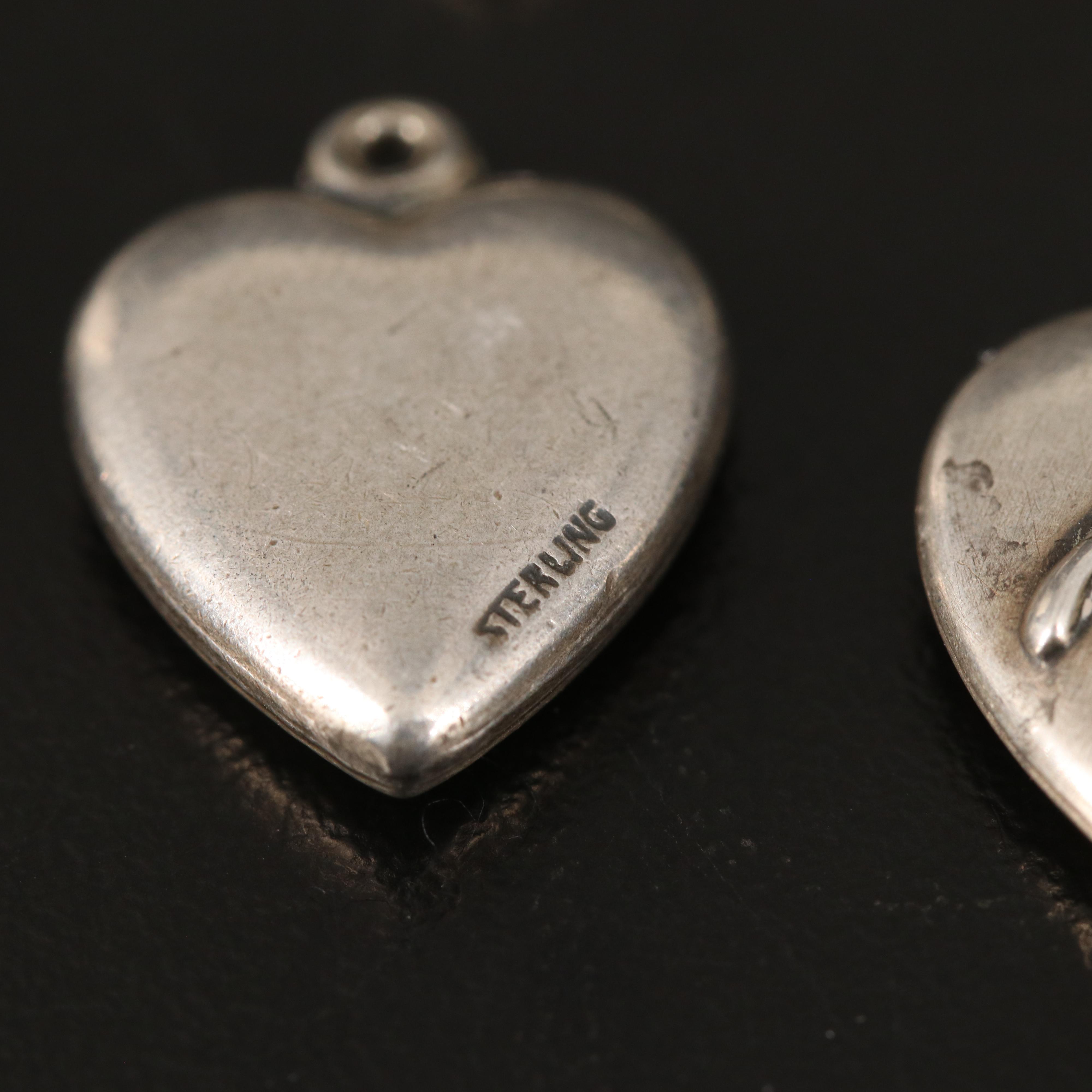 Vintage Sterling Puff Heart Pendants