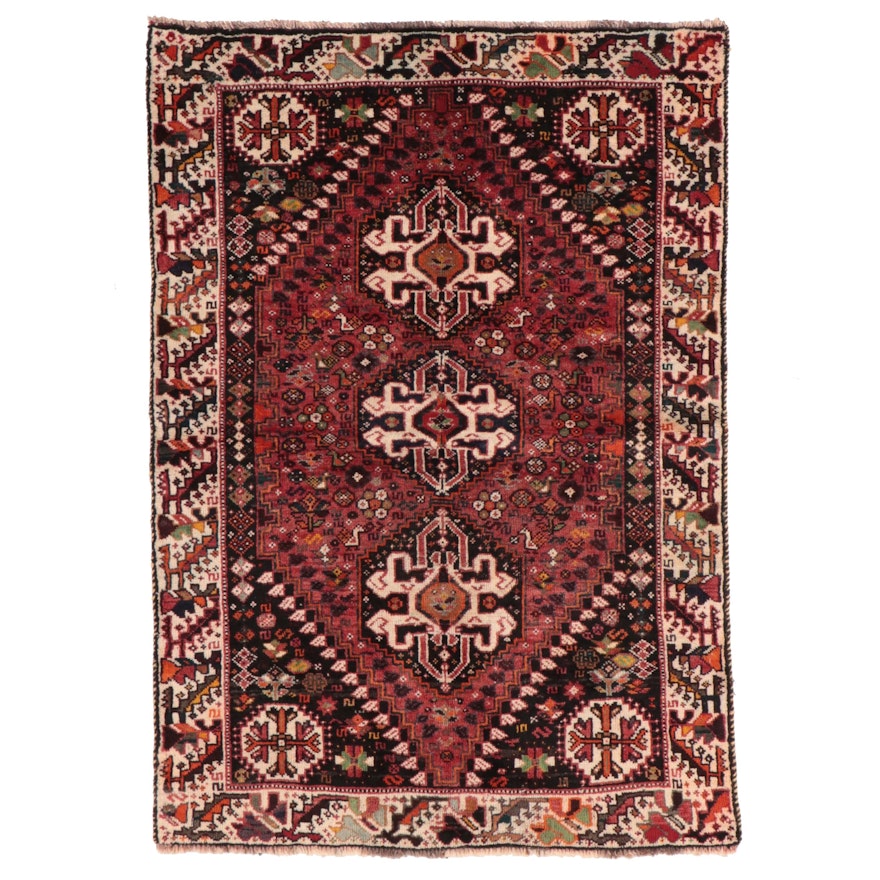 3'6 x 5'2 Hand-Knotted Persian Qashqai Area Rug