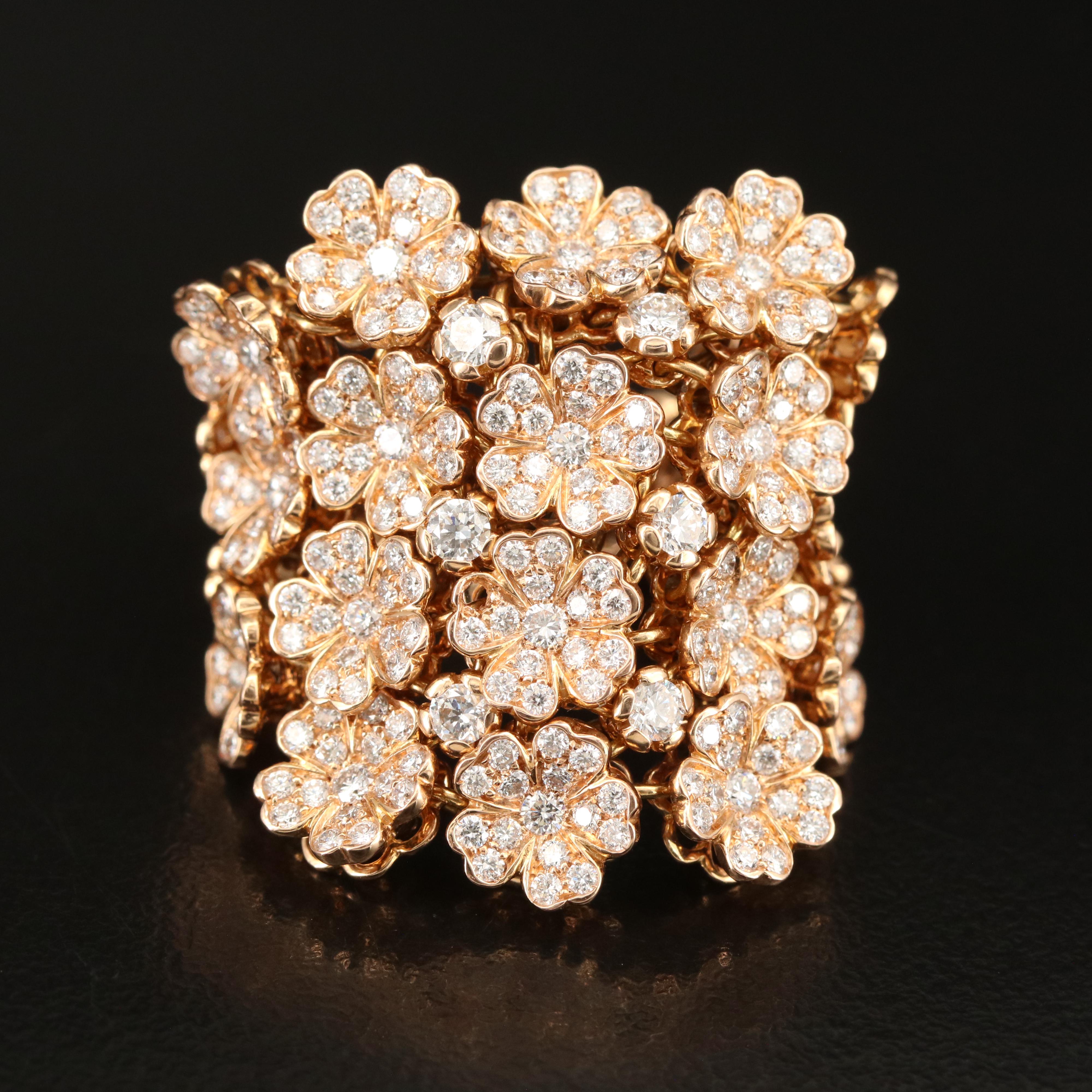 Palmiero 18K Rose Gold 4.73 CTW Diamond Flower Articulating Ring