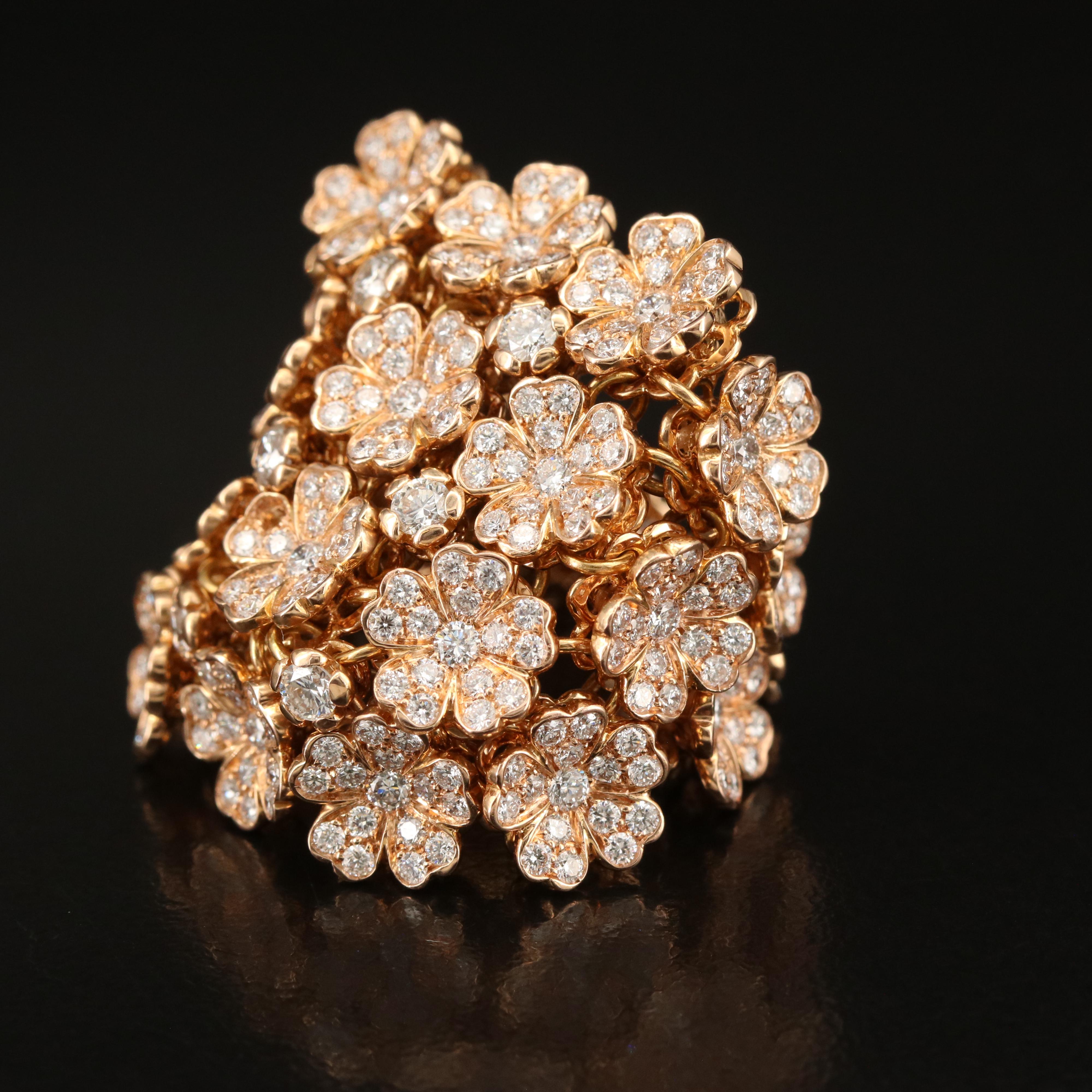 Palmiero 18K Rose Gold 4.73 CTW Diamond Flower Articulating Ring