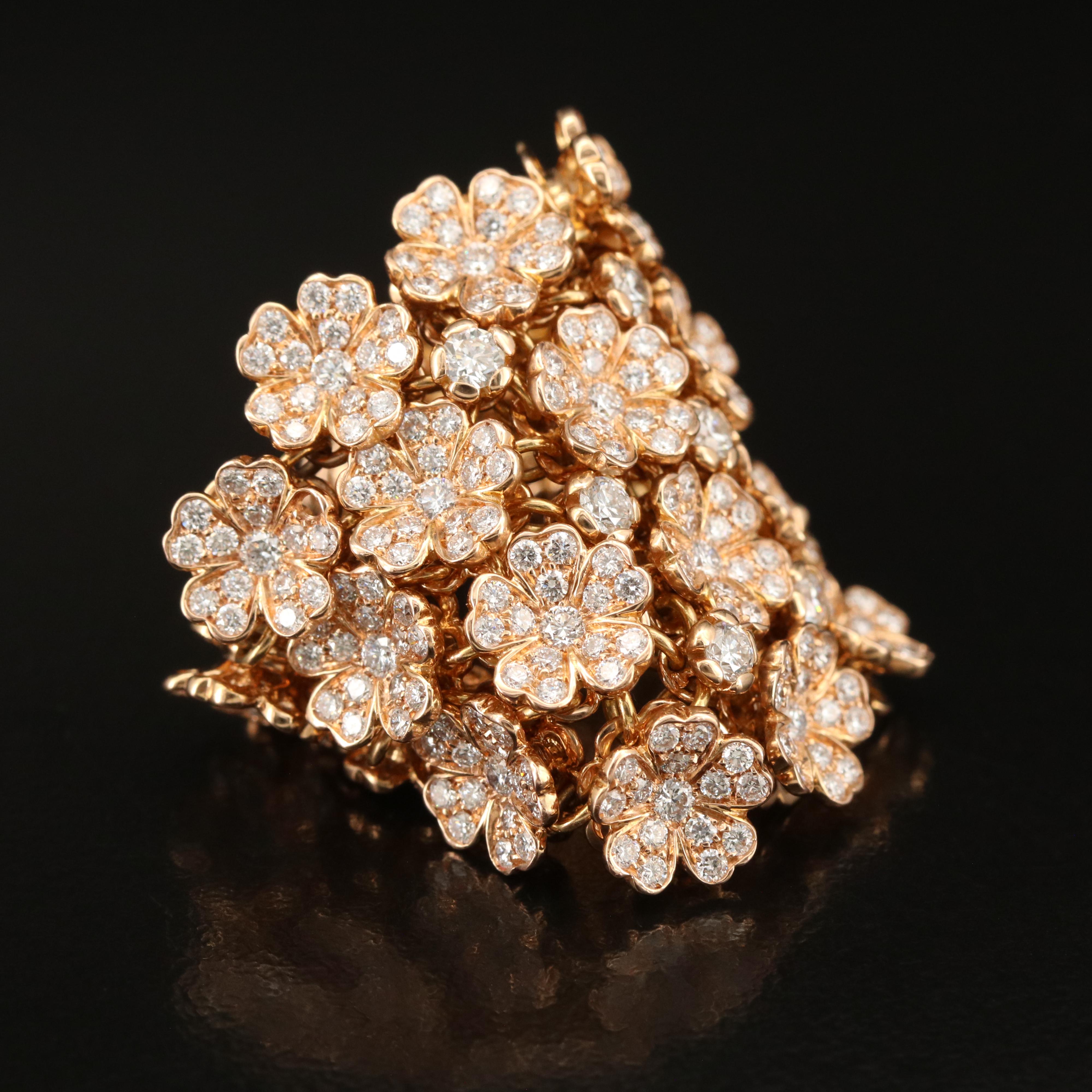 Palmiero 18K Rose Gold 4.73 CTW Diamond Flower Articulating Ring
