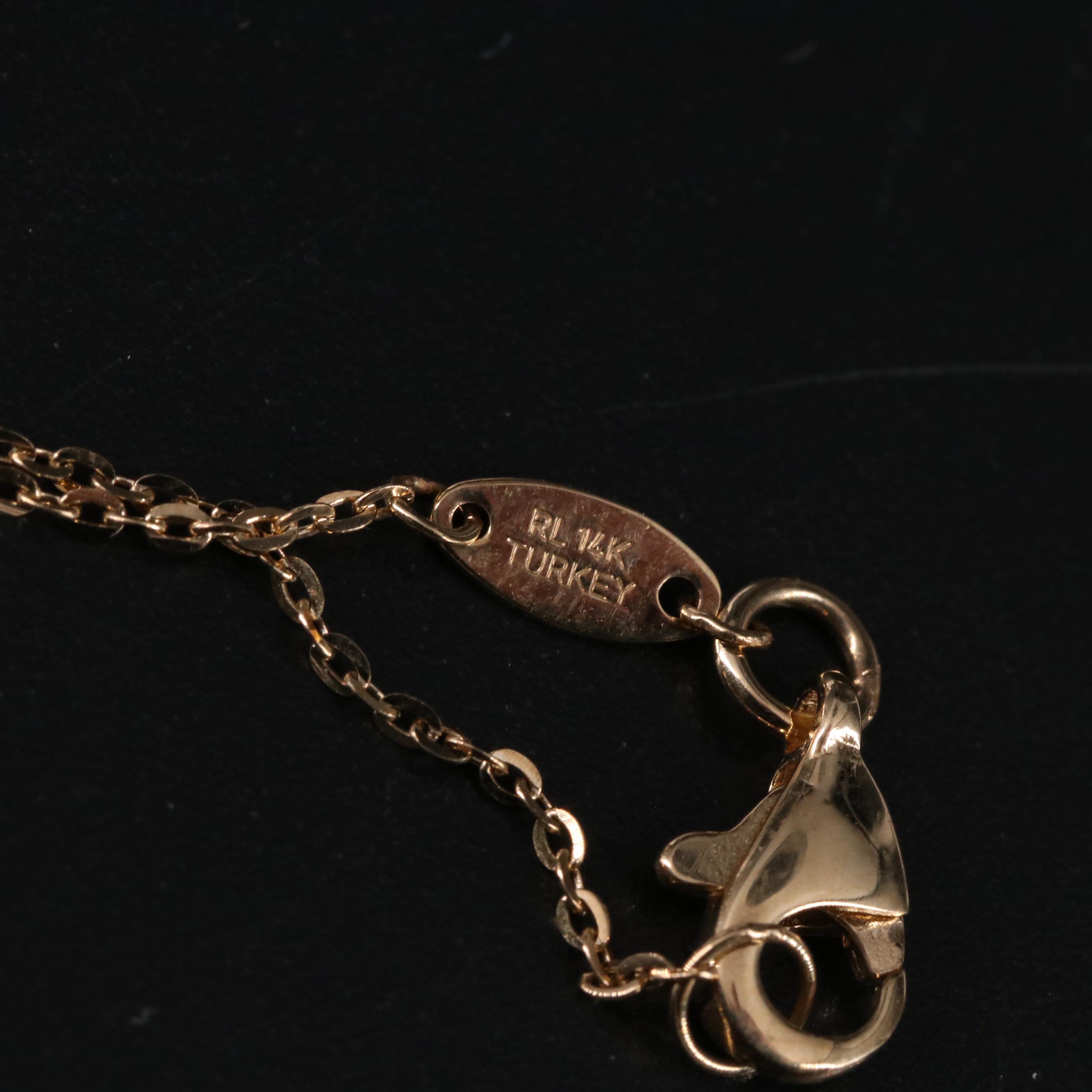14K Key and Heart Pendant Necklace