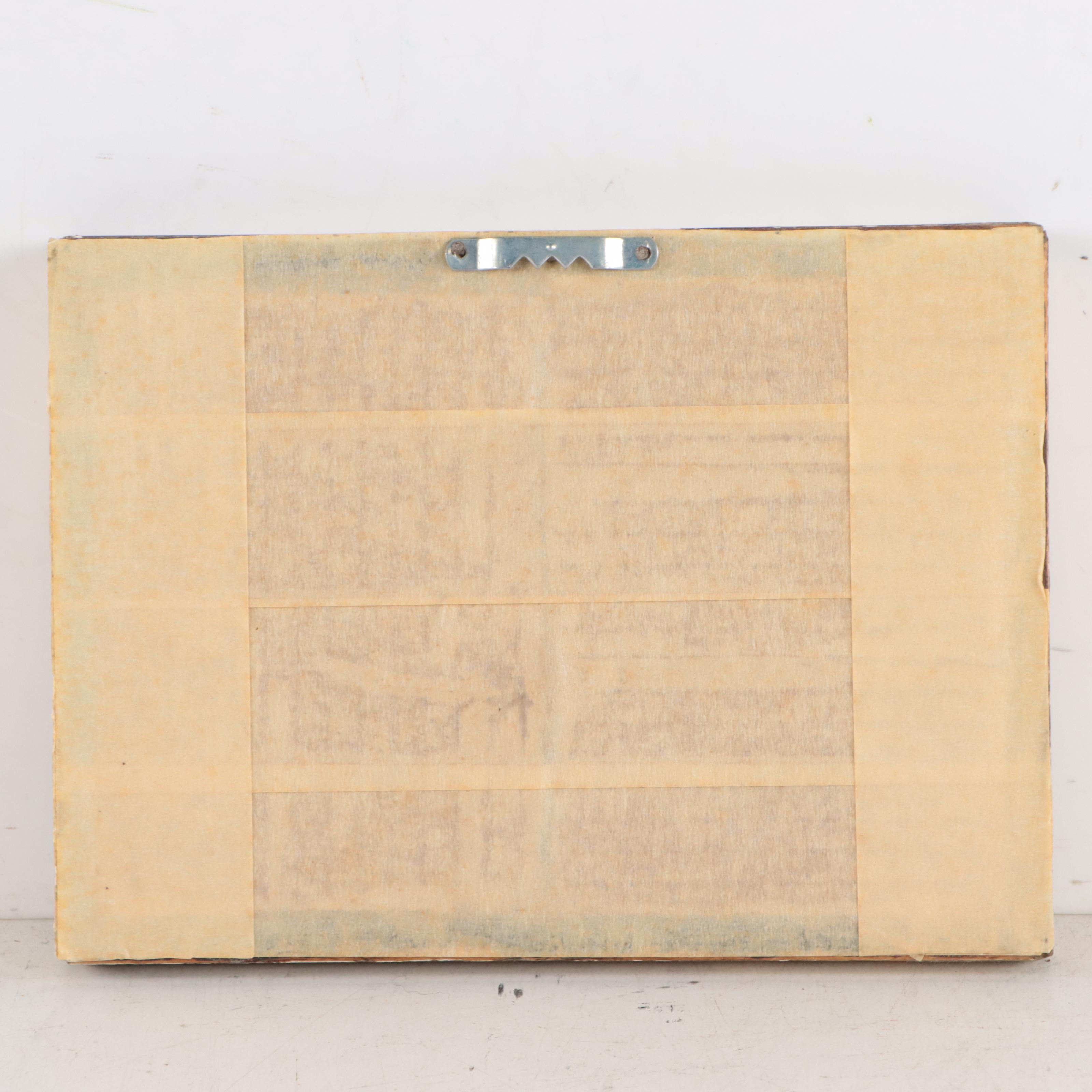 Figural Watercolor Painting of Man With Axe