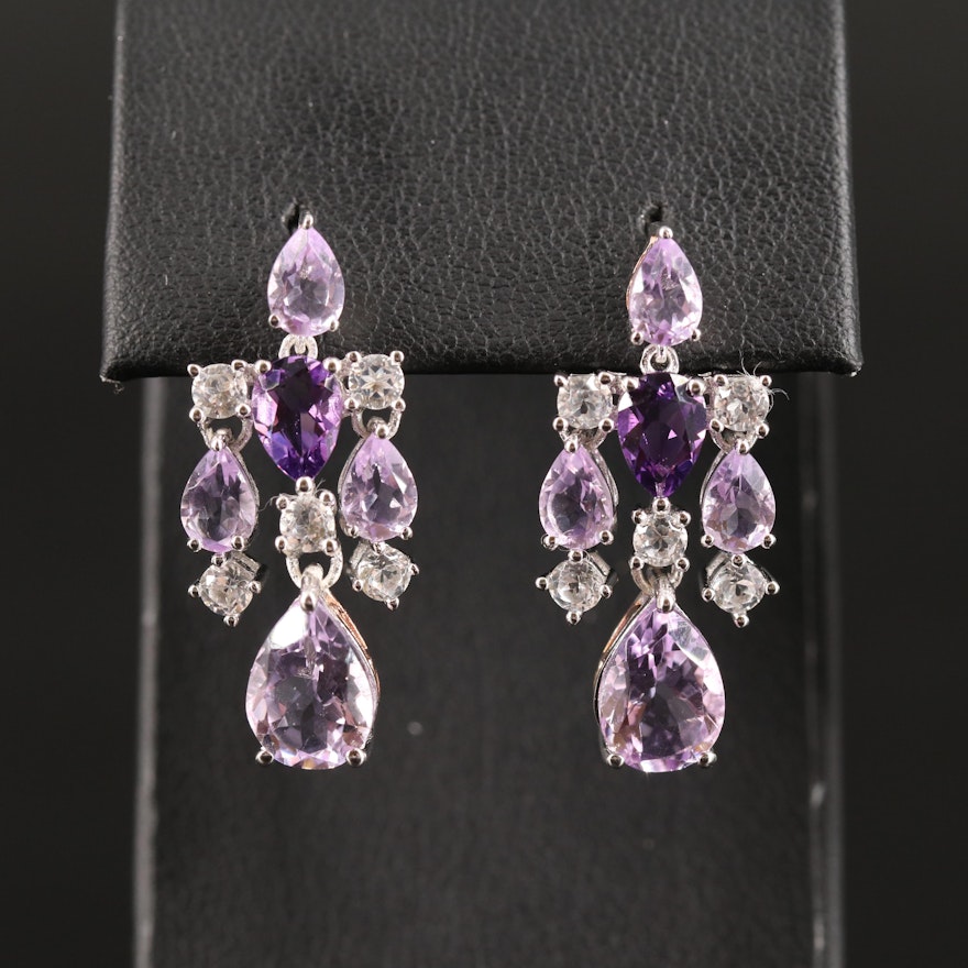 Amethyst and Topaz Earrings in Sterling