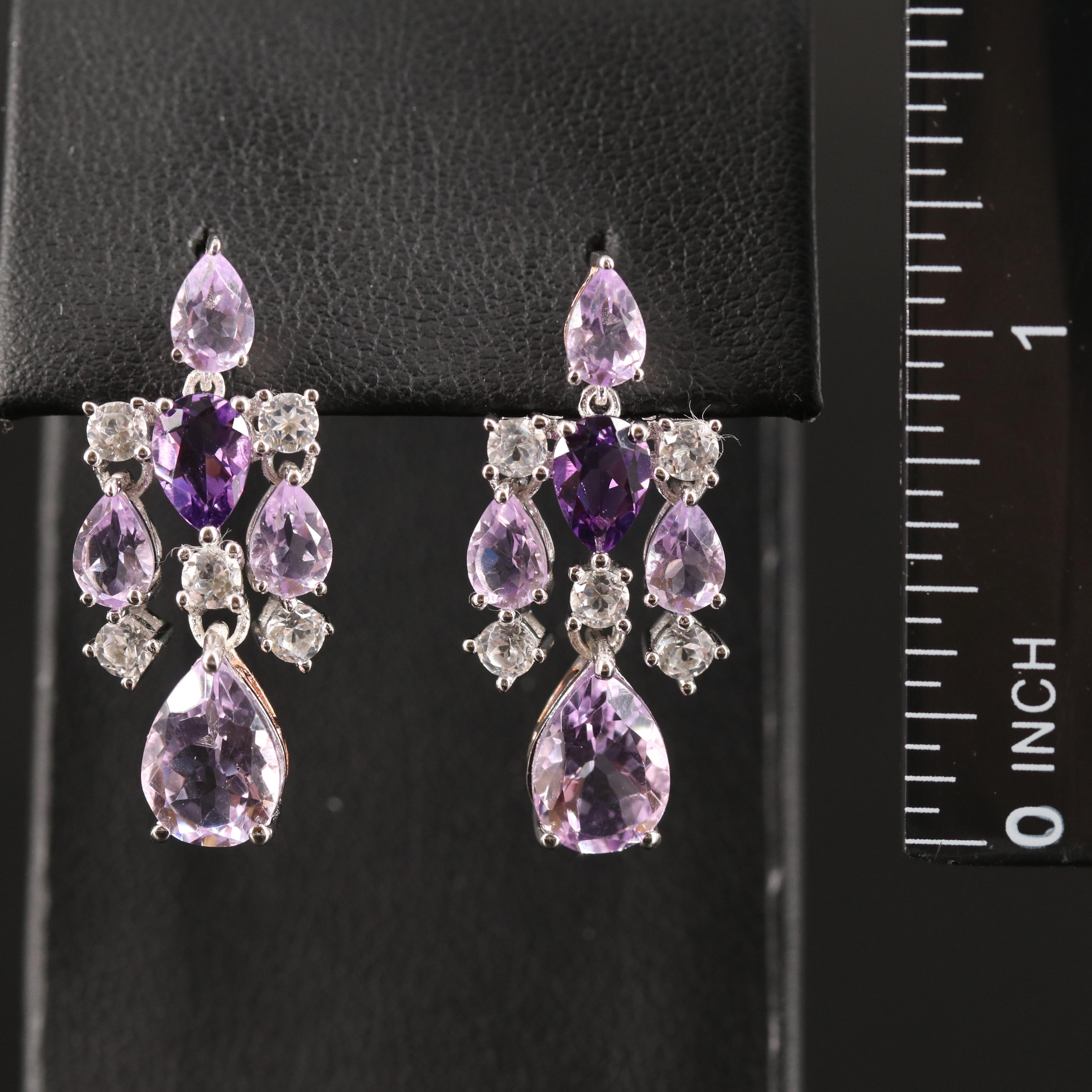 Amethyst and Topaz Earrings in Sterling
